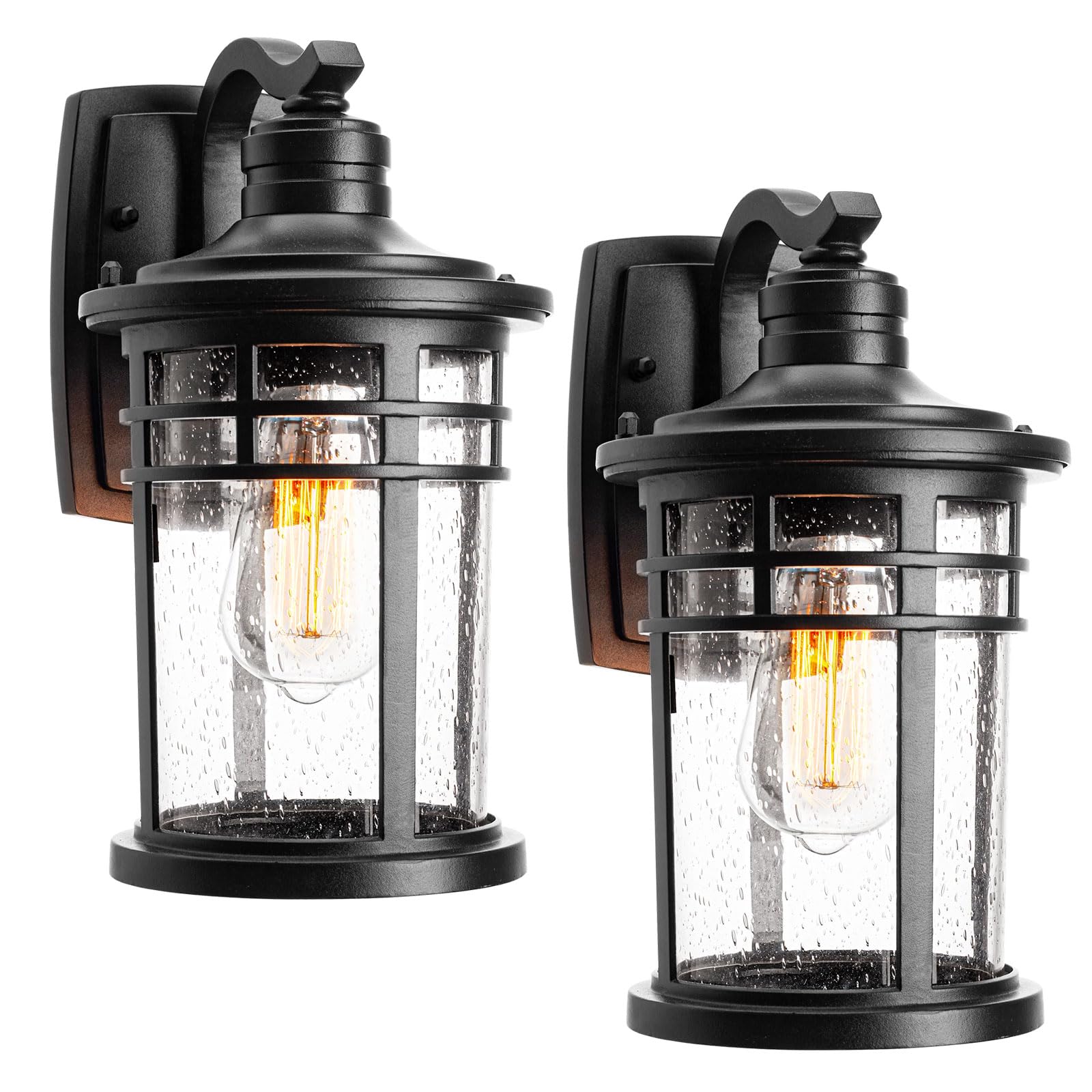 Darkaway Outdoor Porch Lights Wall Mount, Outdoor Light Fixtures Sconces Wall Lighting with Seeded Glass Waterproof Exterior Lig