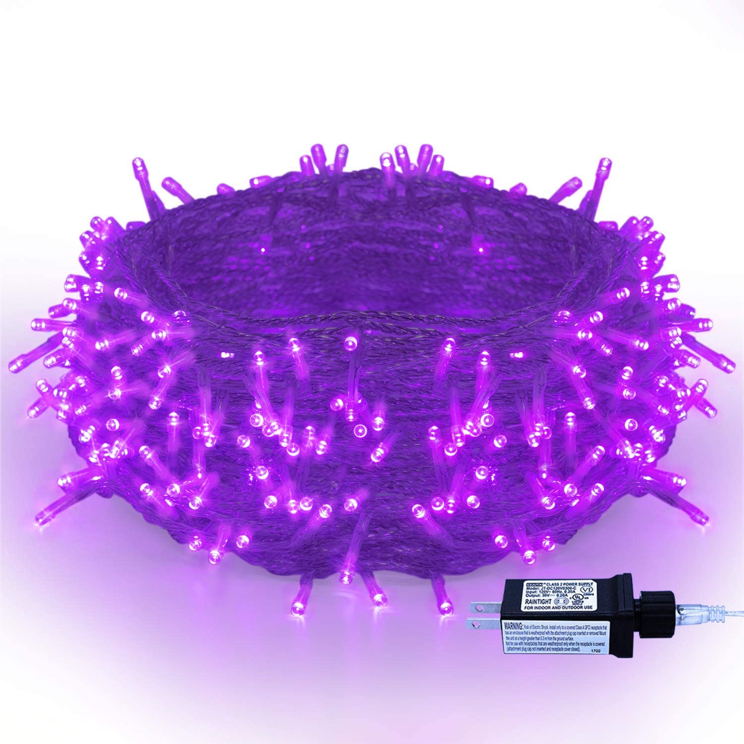 Purple String Lights Christmas - 320 LED 35m/115ft 8 Modes End-to-End Plug in Indoor/Outdoor Waterproof Decorative Inside/Outside Fairy Twinkle Xmas Tree Lights for Halloween/Wedding/Patio/Room/Home