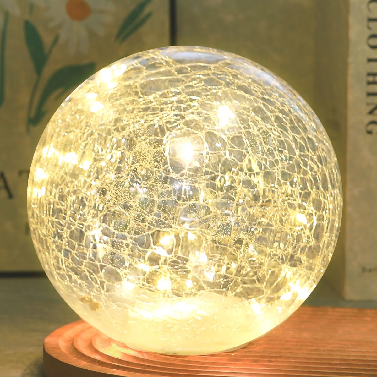 Kaowod  le Globe Led Lamp - 8 Inch Gold Mercury Glass Ball Light For Indoor Christmas Decoration, Clear Battery Operated Night Light