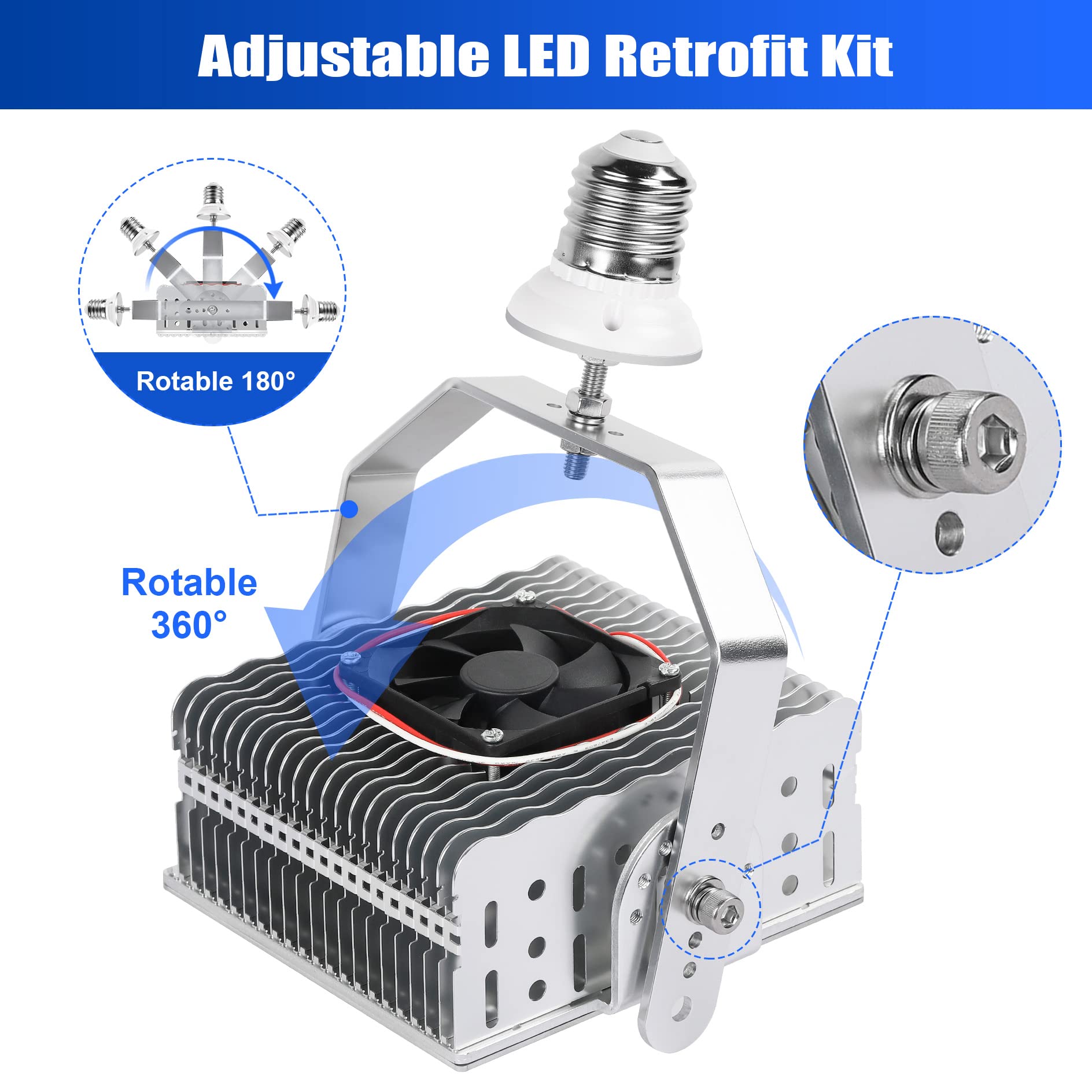 OPENLUX LED Shoebox Retrofit Kit 240W 34800LM E39 Mogul Base ETL DLC Listed 5000K for Parking Lot Lights AC200-480V
