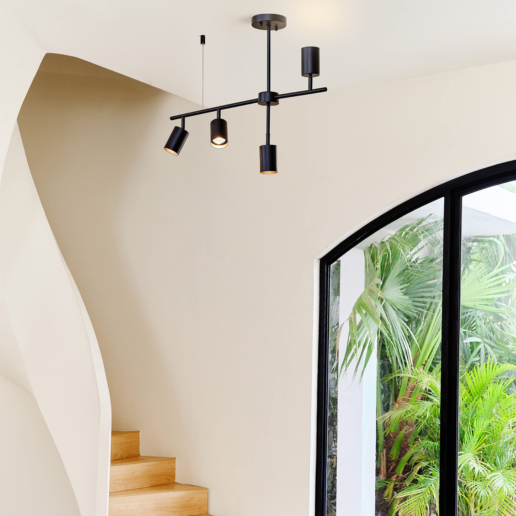 Globe Electric 4-Light Track Lighting Kit, Adjustable Height, Matte Black, GU10 Socket, Model 64000048