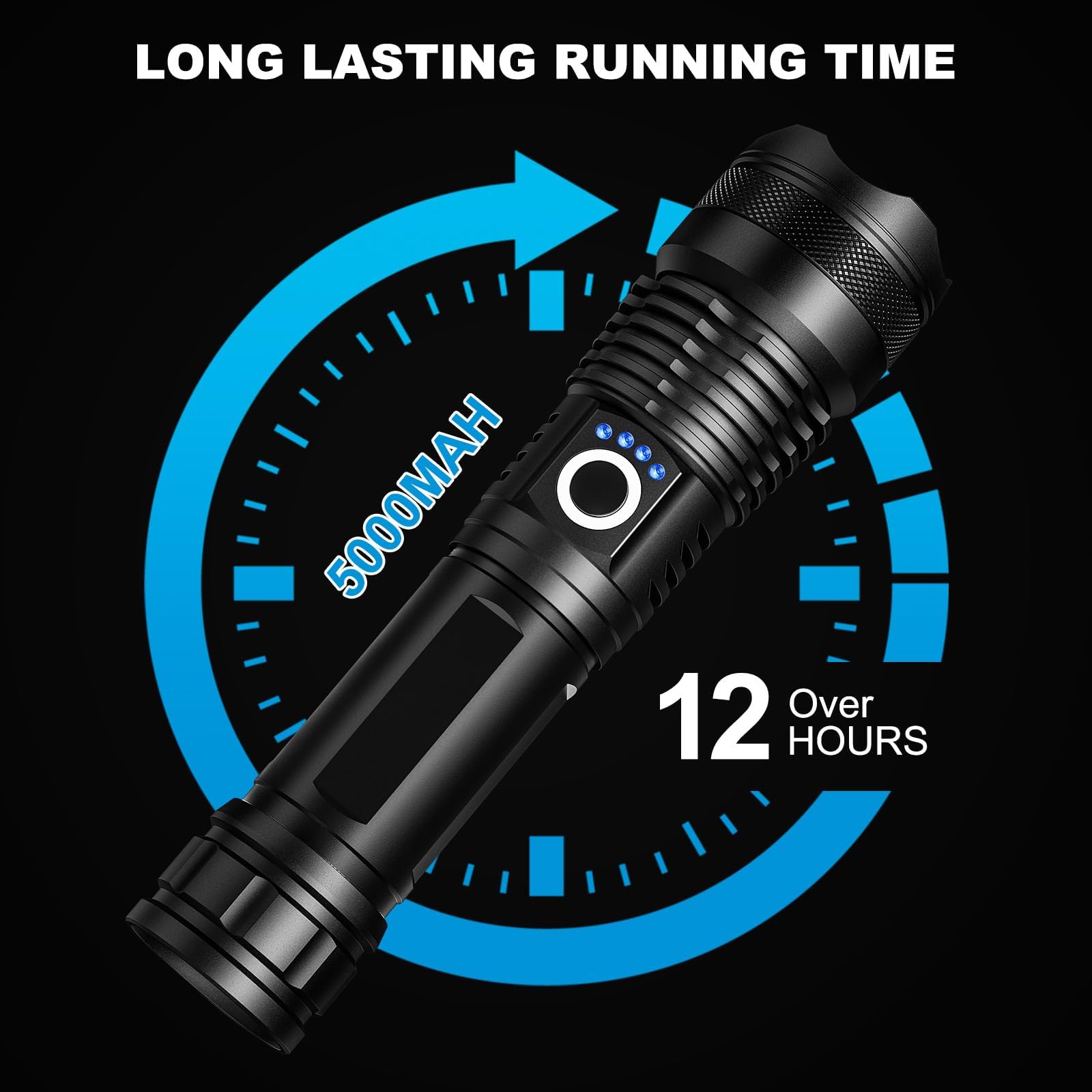 MIXILIN 3 Pack Rechargeable LED Flashlights, 990,000LM, 5 Modes, Waterproof, Aluminum, Black, Model F50-3