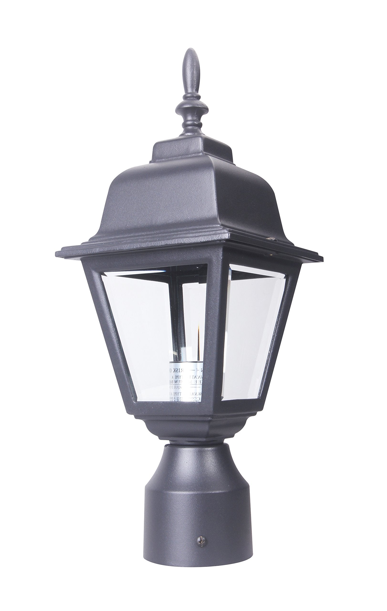 Lit-Path Outdoor Post Lantern, Aluminum, E26 Max 60W, Matte Black, 1-Pack, Model Lt-Pl003