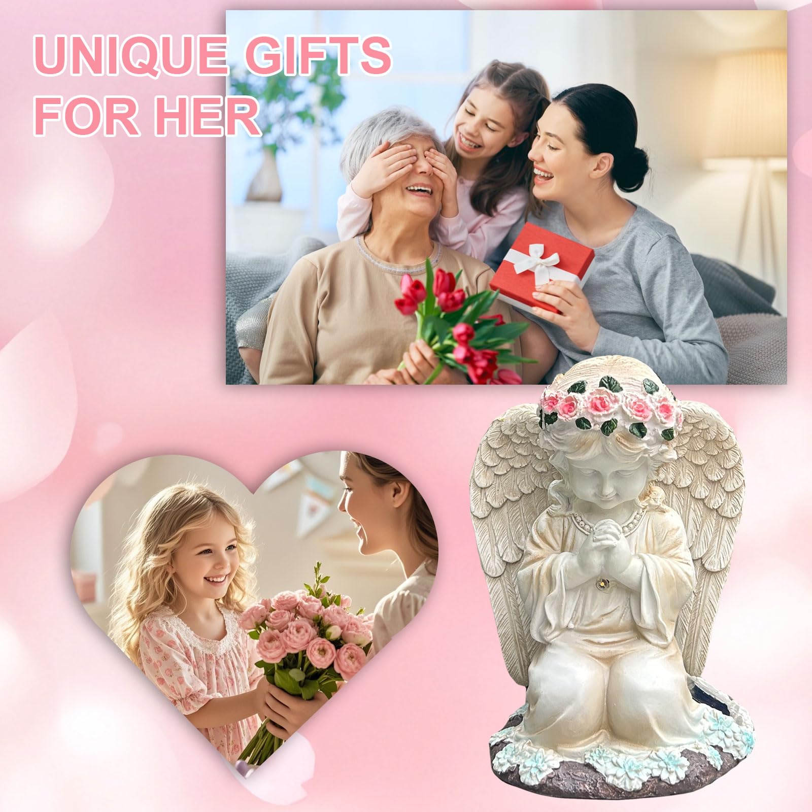 Yody Solar Garden Statues Outdoor Decor- Yard Decorations For Patio  Balcony  Backyard  Lawn Ornaments - Angel Figurines With Led Light- Unique Birthday House Warming Gifts For Women  Mom  Grandma