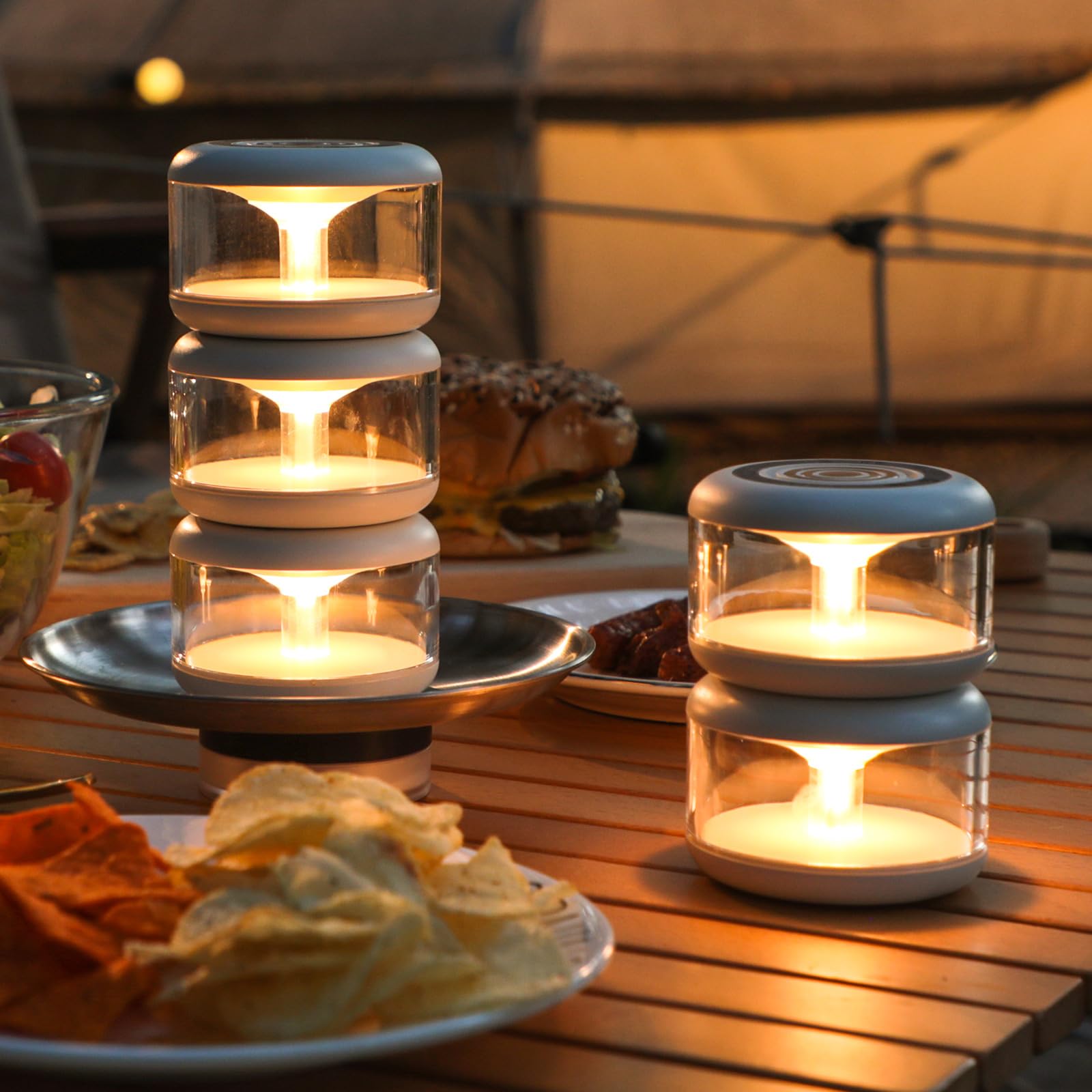oneleaf Atmosphere Light Portable LED Night Light, Candle lamp, Three Lights with a Charging Base, Touch Switch Cordless Recharg