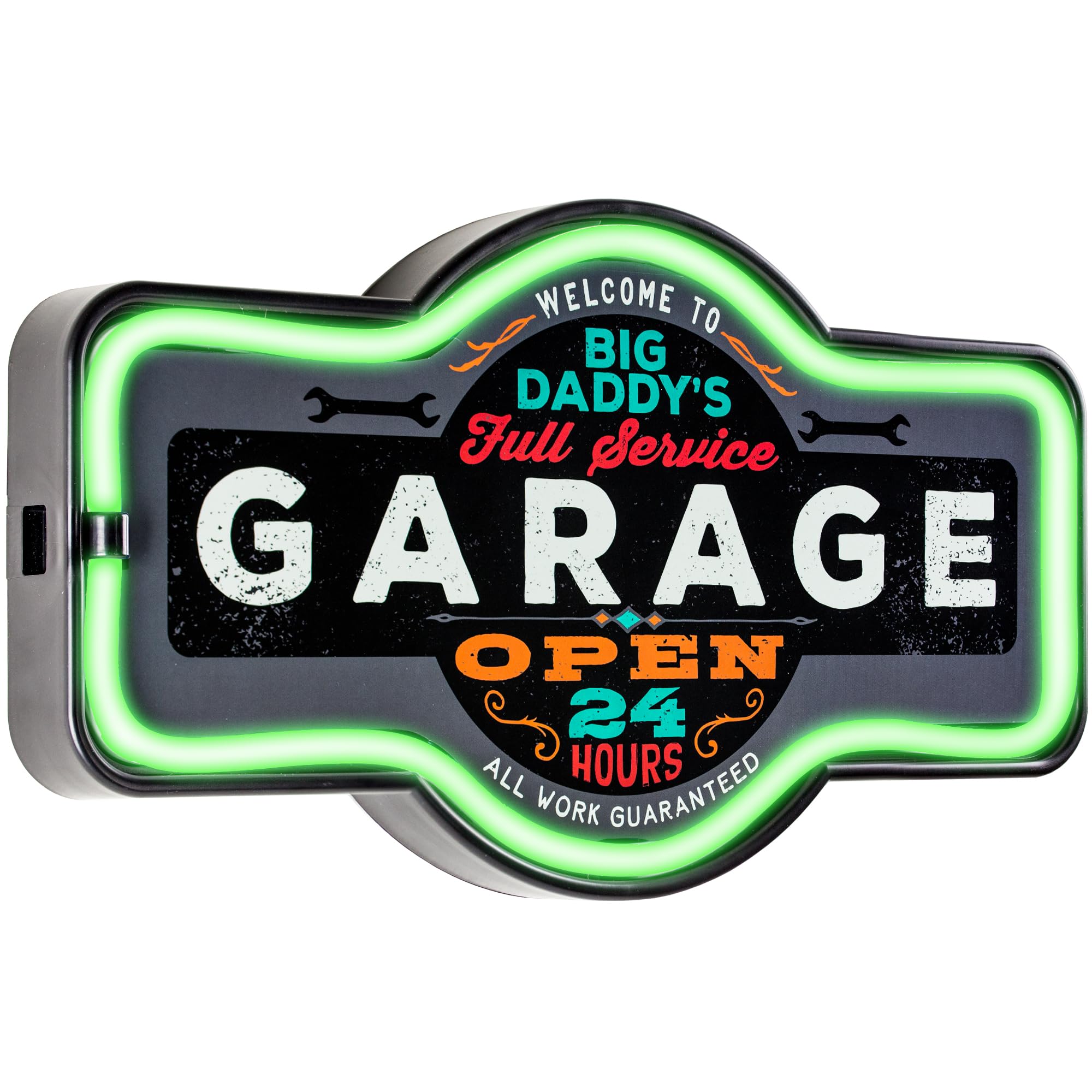 SOTT Vintage Advertising Marquee Sign - LED Neon Style Light, Plastic, 17 x 10 x 3 Inches, Big Daddys Garage, Model 0IF-HD4-XQ9
