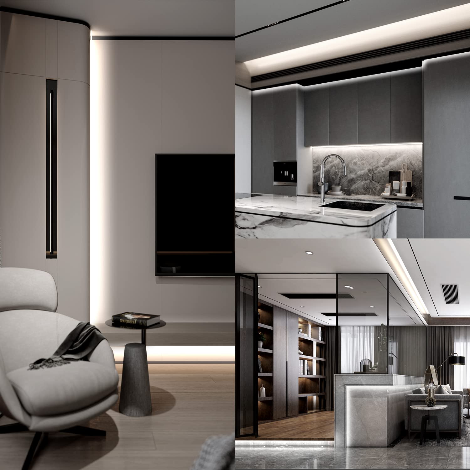 GUOTONG White LED Strip Lights, IP44 Waterproof, 6000K, 65.6ft/20m, Flexible Ribbon for Kitchen Cabinet, Outdoor/Indoor Use