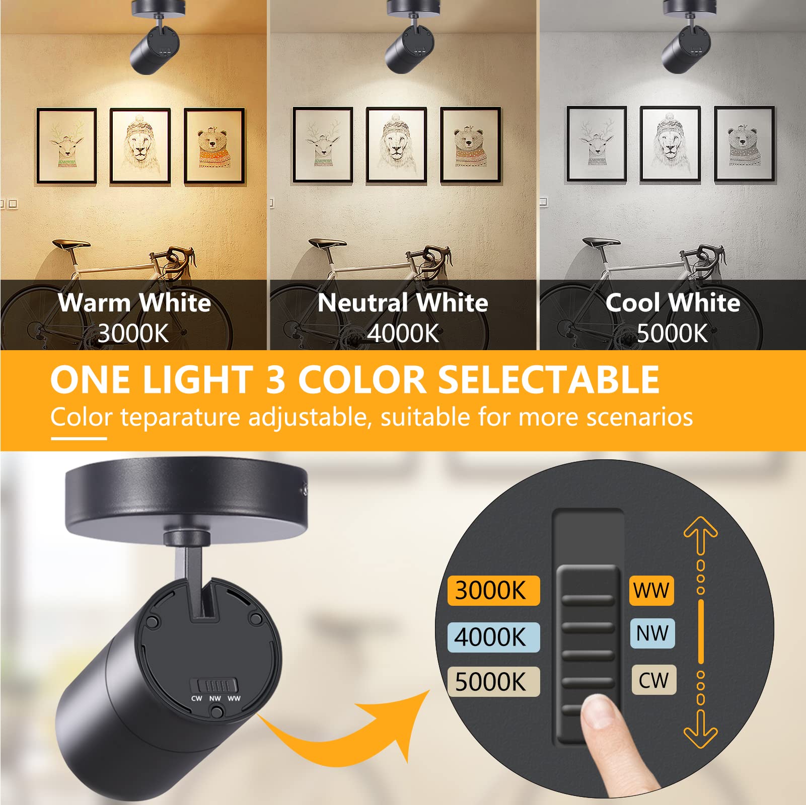 Vanoopee 20W Adjustable Black Dimmable Led Ceiling Spotlight - 2000Lm For Living Room/Bedroom