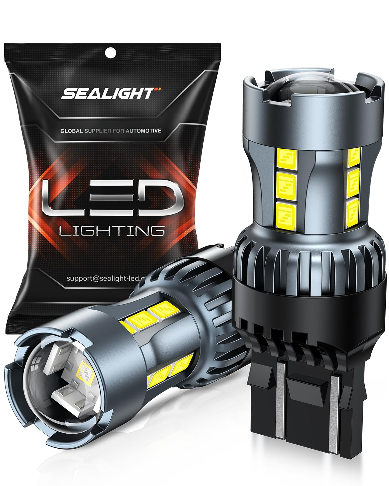 SEALIGHT 7443 7440 LED Bulbs, White, Projector Design, Backup/Tail/Brake Light, Pack of 2