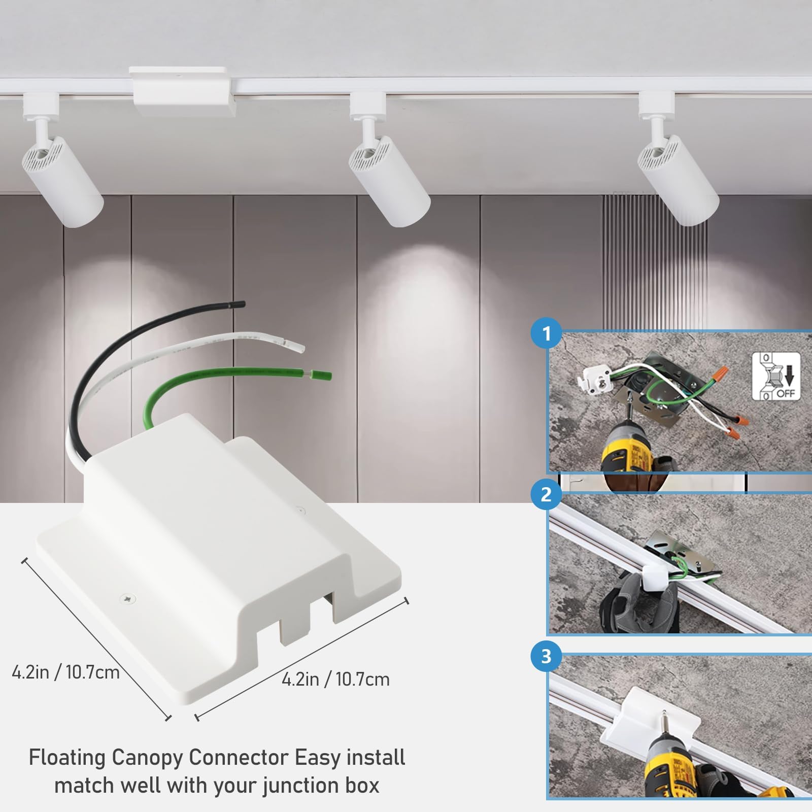 Hiiglxii 6 Lights GU10 LED Track Lighting Kit, 6.6FT H Track, White Metal Fixtures for Modern Kitchen, Ceiling Spot Light