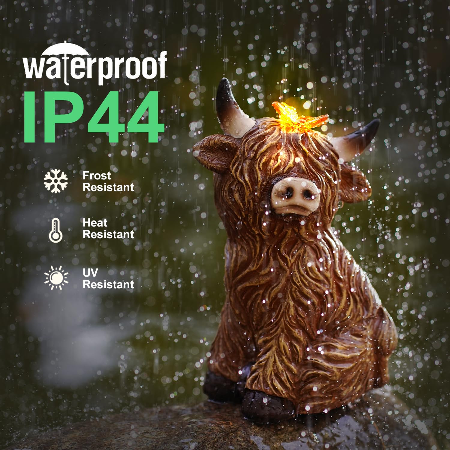 Fashionoda Solar Garden Statue Highland Cow Figurine - Outdoor Decoration With Butterfly For Garden Yard Lawn Home Decor Outside : Unique Gifts For Mom Grandma