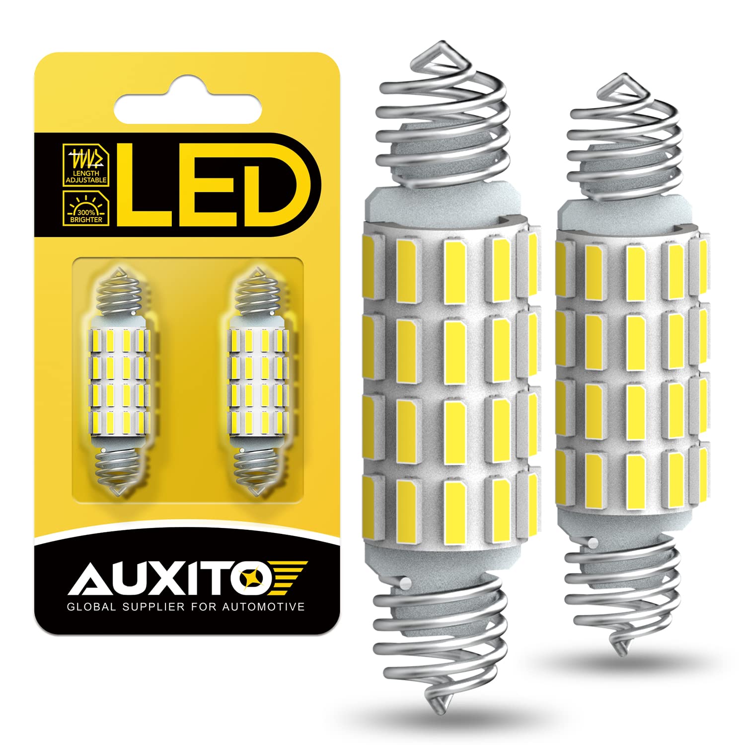 AUXITO 578 LED Bulb 2 Pack 39-42MM Aluminum White Error Free SMD Festoon for Car Truck Dome Map License Plate Lights