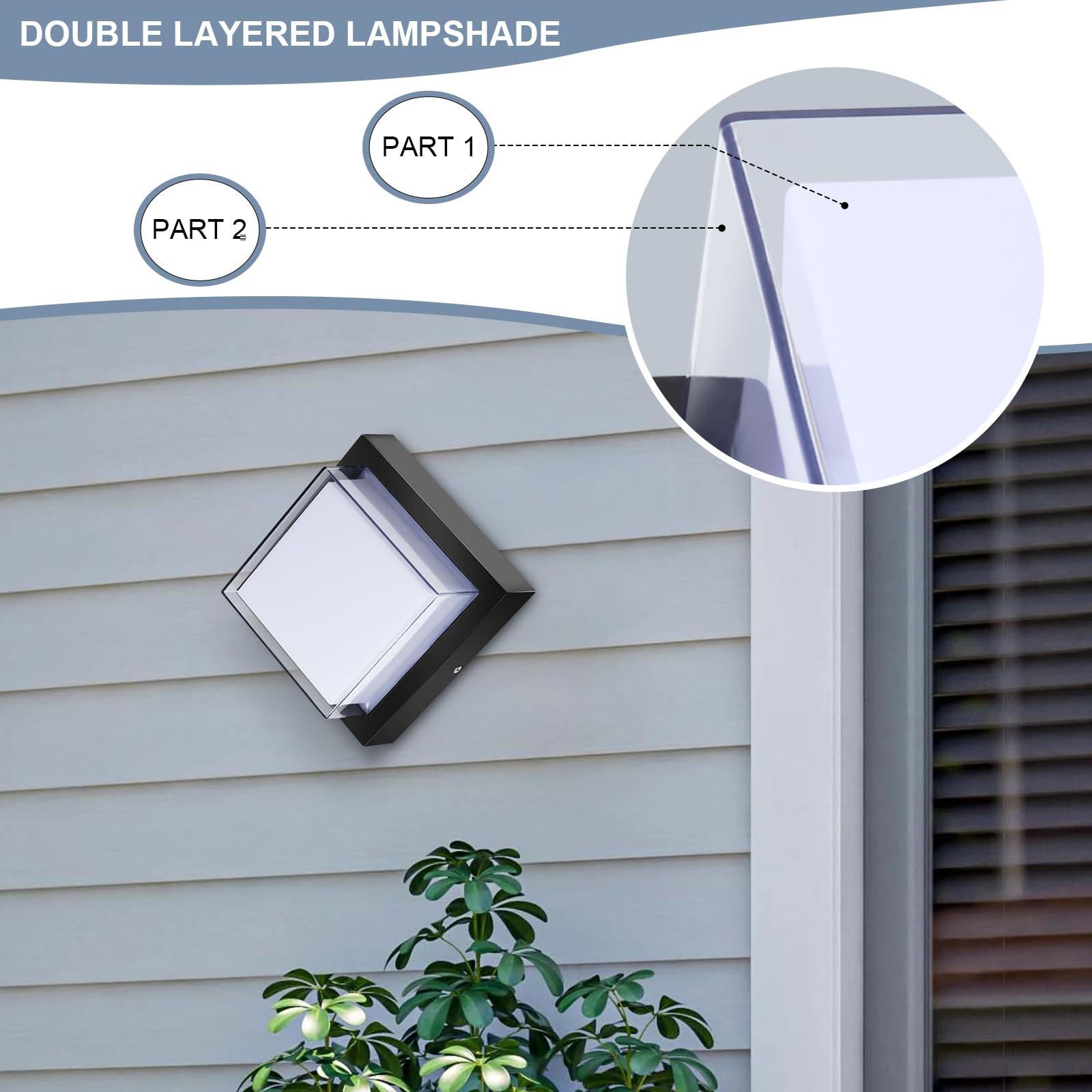 BIRITALO LED Porch Light 12W IP65 Waterproof Aluminum Fixture for Outdoor, Black, Model 1329