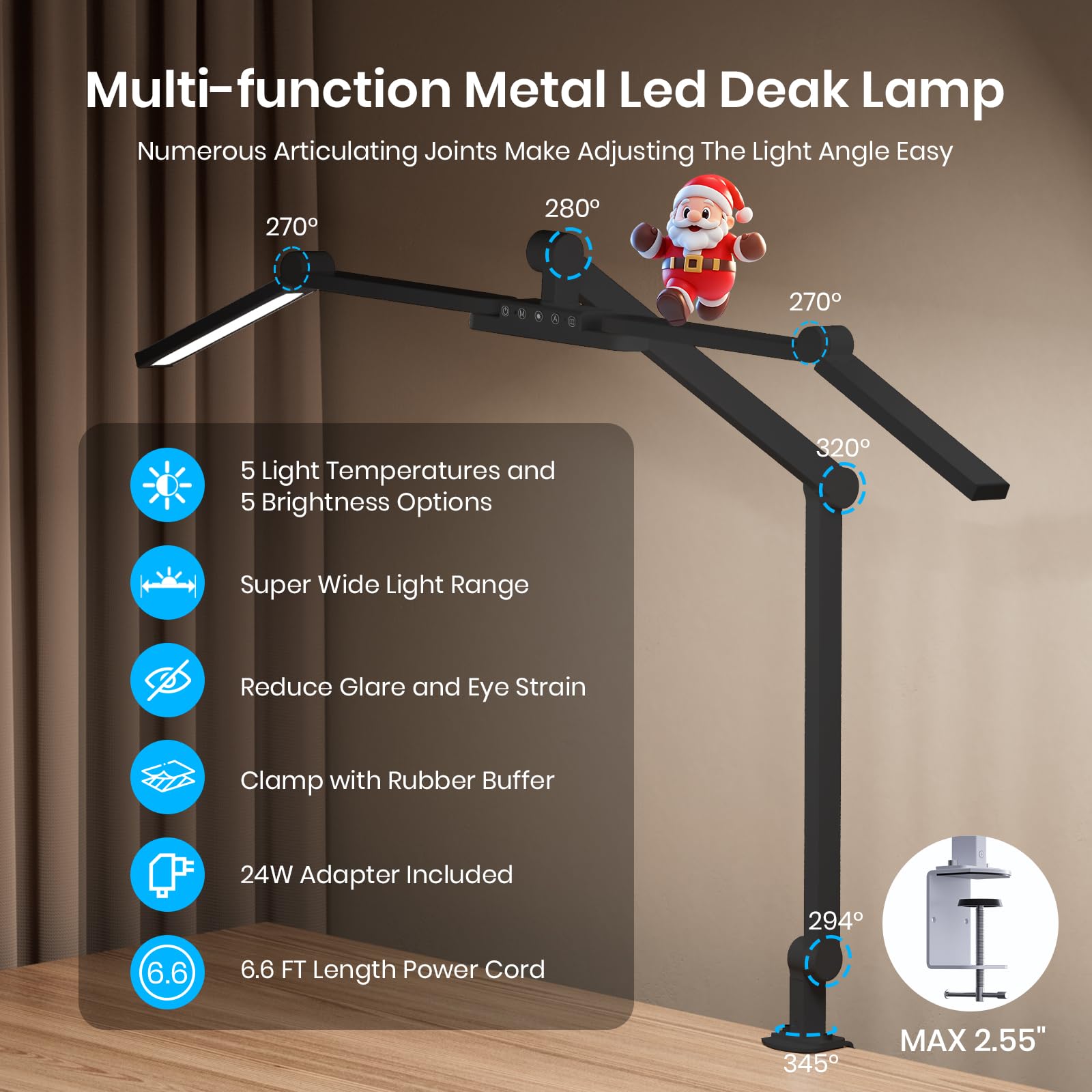 Ultra Bright Architect Desk Lamp With Clamp,Transformable Led Desks Lamp For Home Office,Tall Overhead Led Desk Light[41'' Long