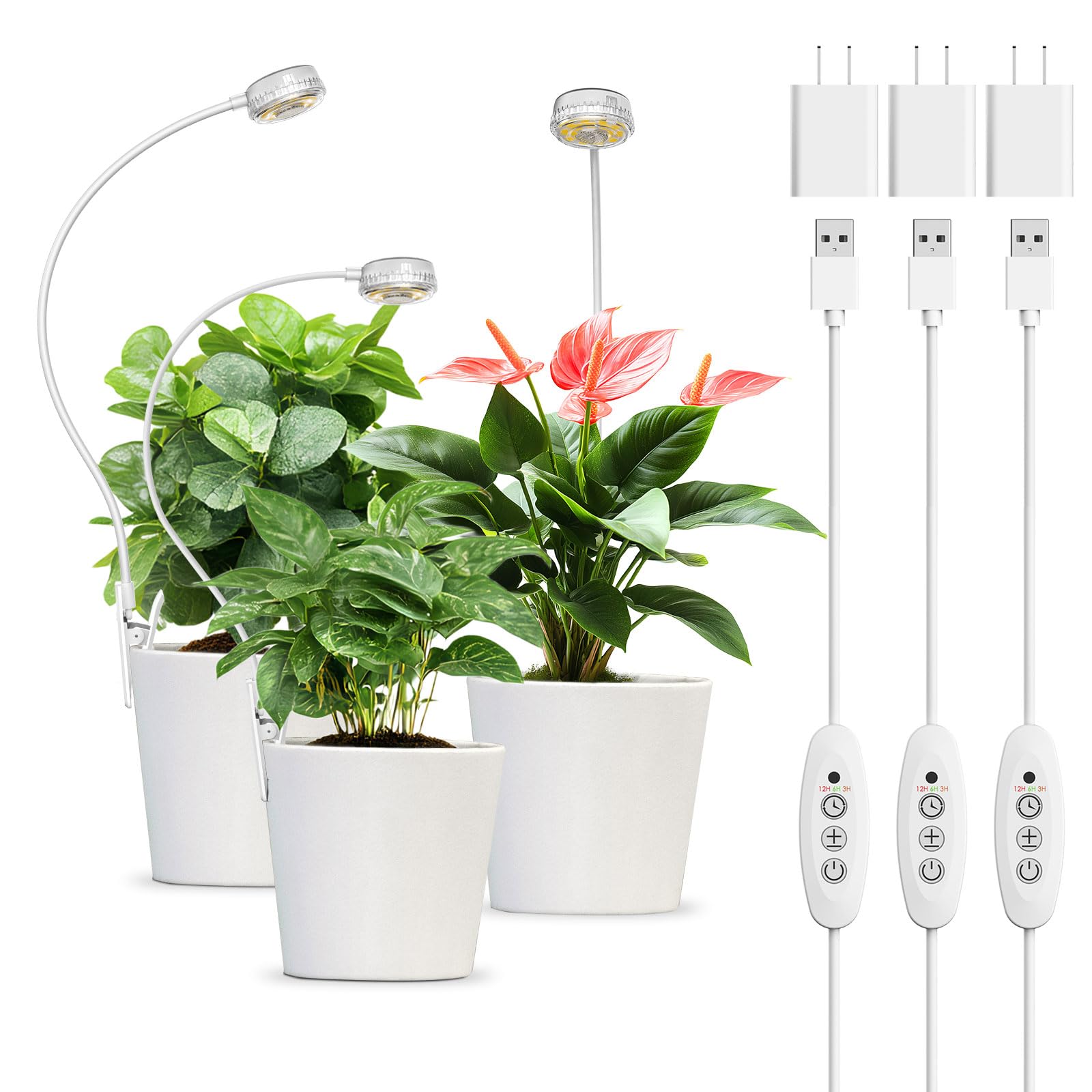 SGLEDs Grow Light, Plant Light for Indoor Plants, Full Spectrum Desk Clip On Grow Lamp with Automatic Timer for 4H/8H/12H, 4 Dim
