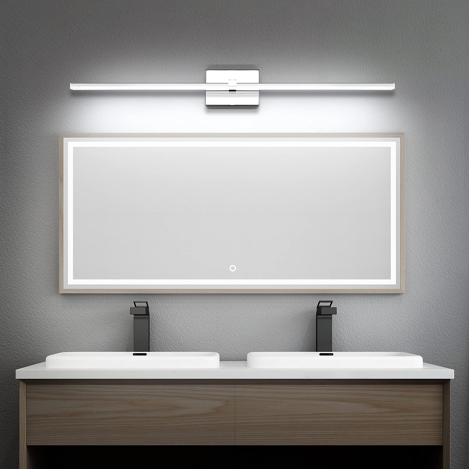 ZUZITO Bathroom Light Fixture LED Dimmable Vanity Light Bar 40 inch Stainless Steel Chrome Model Z9650-1000mm