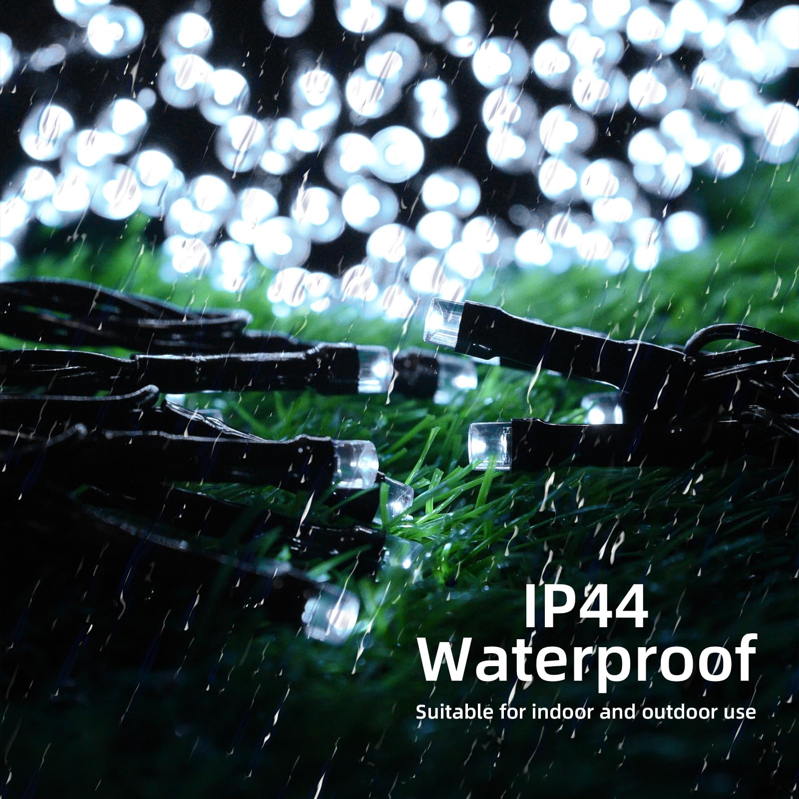 Lycklig Solar Christmas Lights 200 LED - 82ft Waterproof String Lights, 8 Modes, Cool White, Model LY-TYN-PVC-CW-200LED-1P