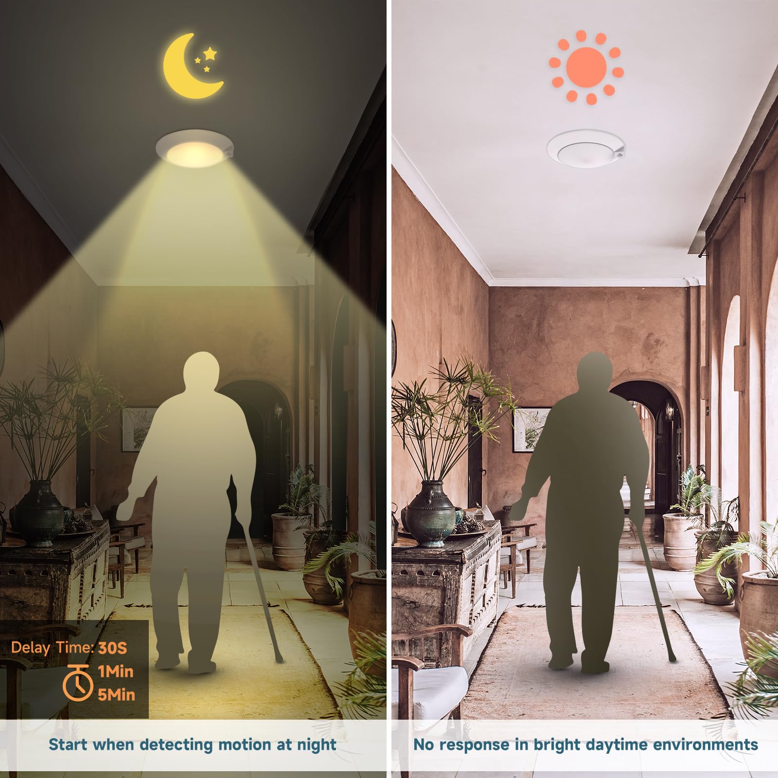 Ecoeler Pir Motion Sensor Ceiling Light, 3Cct Selectable Occupancy Light With Time Countdown & Dusk-To-Dawn Sensor, 16W 1000Lm,