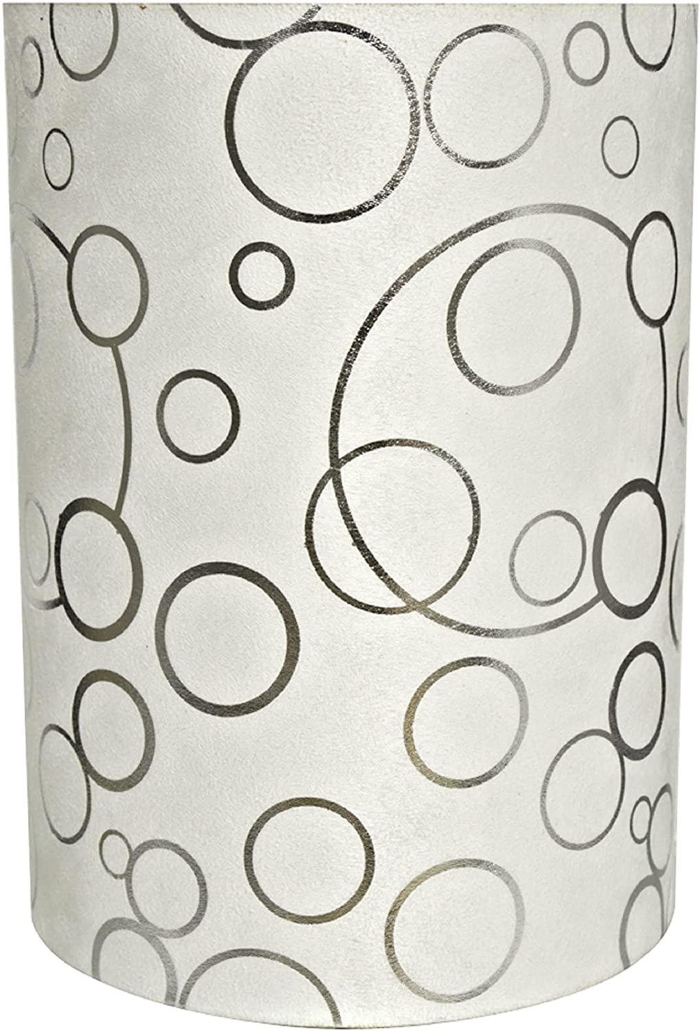 Aspen Creative Drum Lamp Shade, 8in x 8in x 11in, White with Circle Pattern, Model 31114A, Suede Fabric