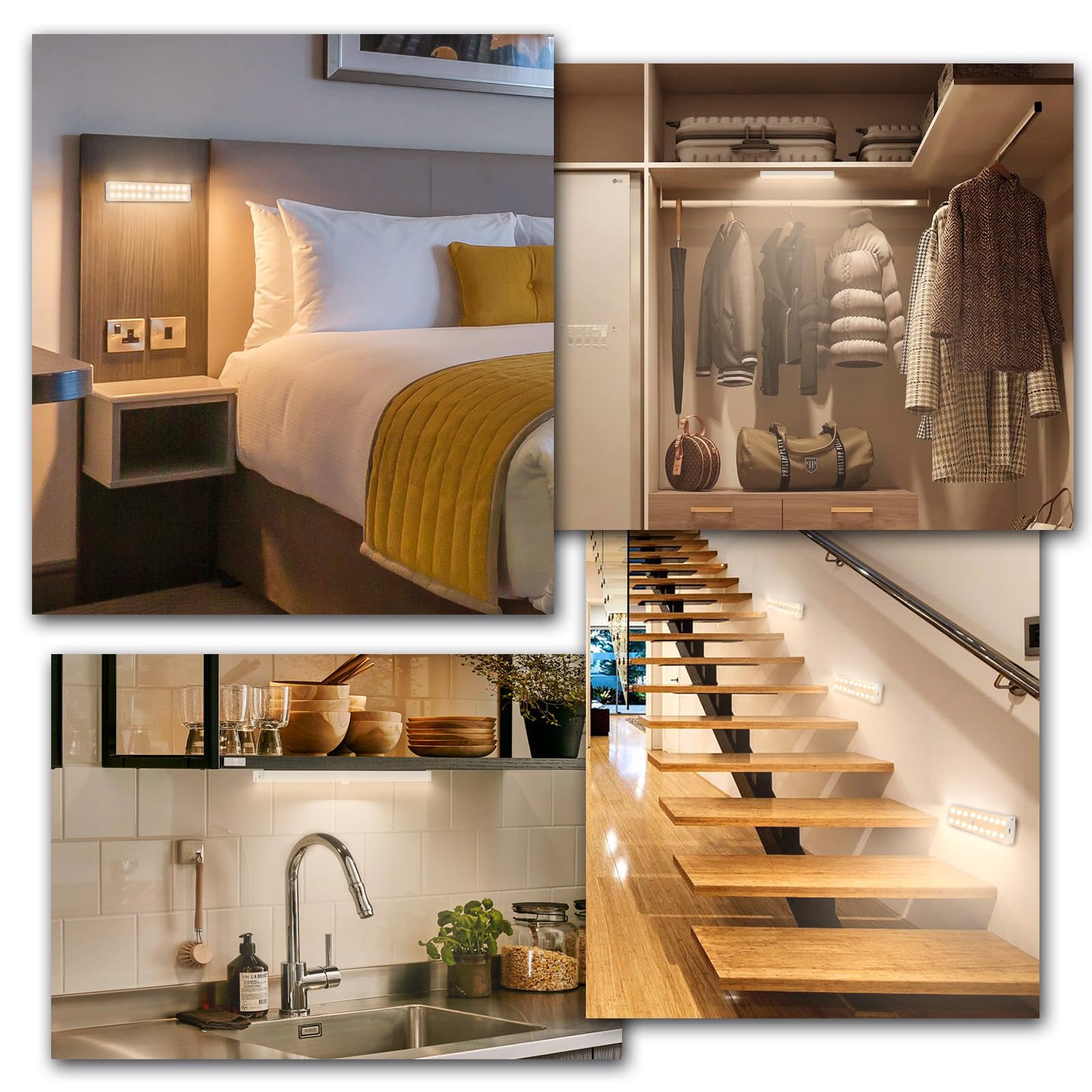 Lightbiz Led Closet Light, 24-Led Dimmer Rechargeable Motion Sensor Closet Light Under Cabinet Wireless Stick-Anywhere Night Saf