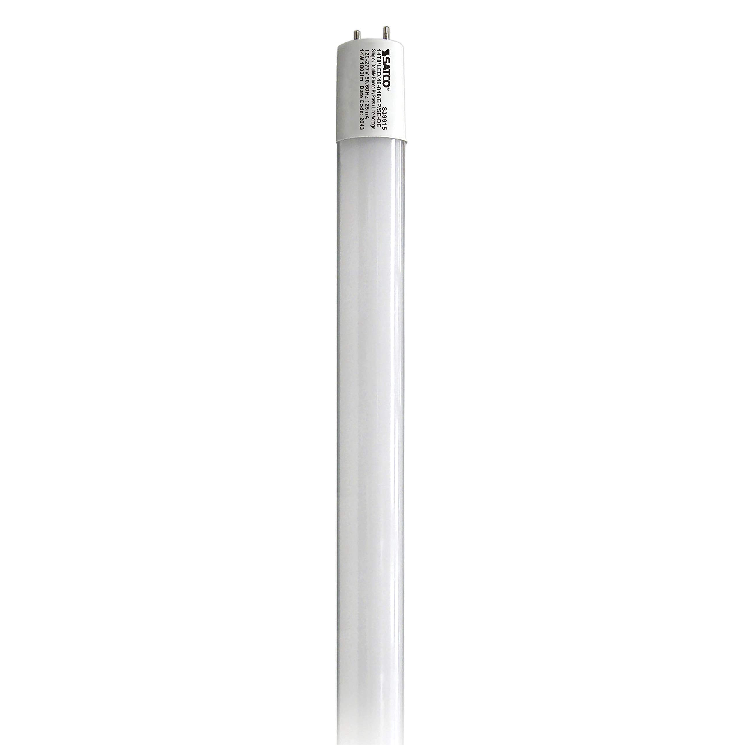 Satco (25 Pack Tube Lighting, Part Number S39915;14 Watt T8 LED; 4Ft; 4000K; Medium Bi Pin Base; 50000 Average Rated Hours; 1800
