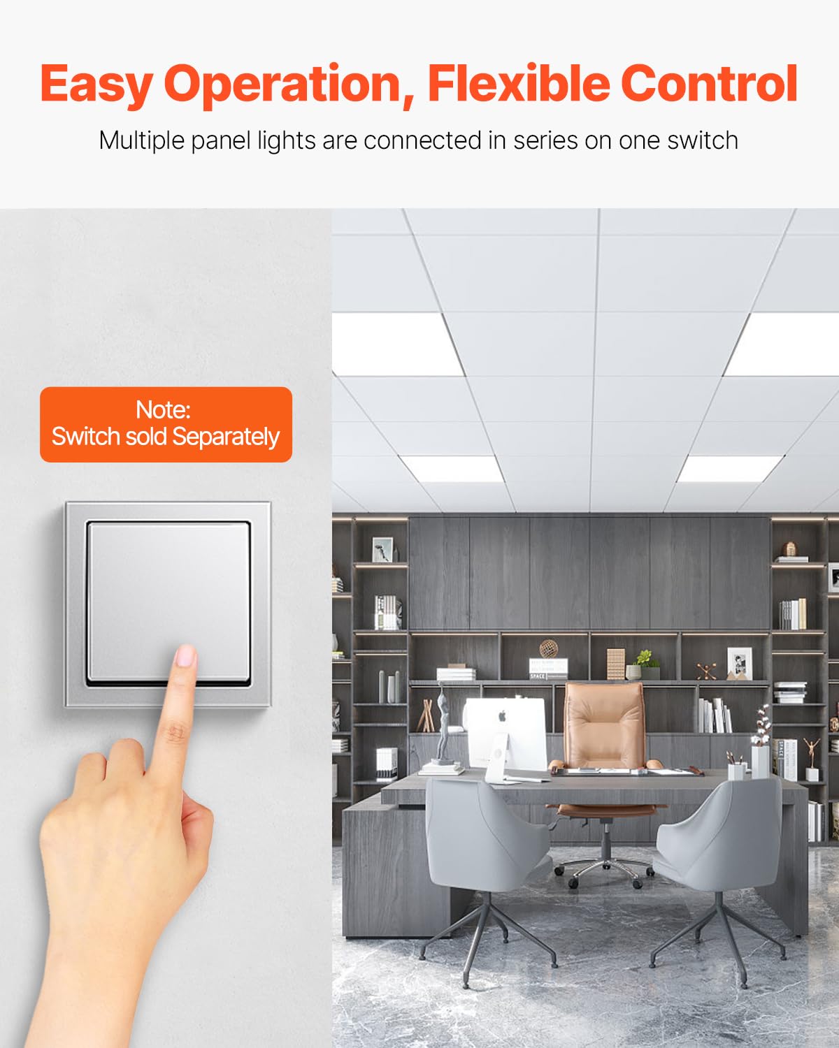 VEVOR LED Panel Light 50W 6000LM 2x4 FT Ultra-Thin Aluminum White Model HFPL24D-50