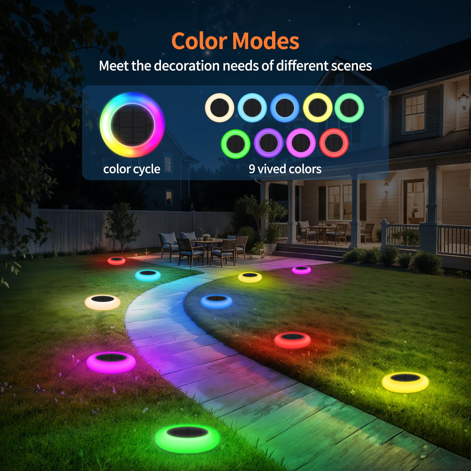 Intelamp Solar Garden Lights - Color Changing, 6 Pack, Colorful, Outdoor, Model 9c-6Pack, Made of Acrylonitrile Butadiene Styrene