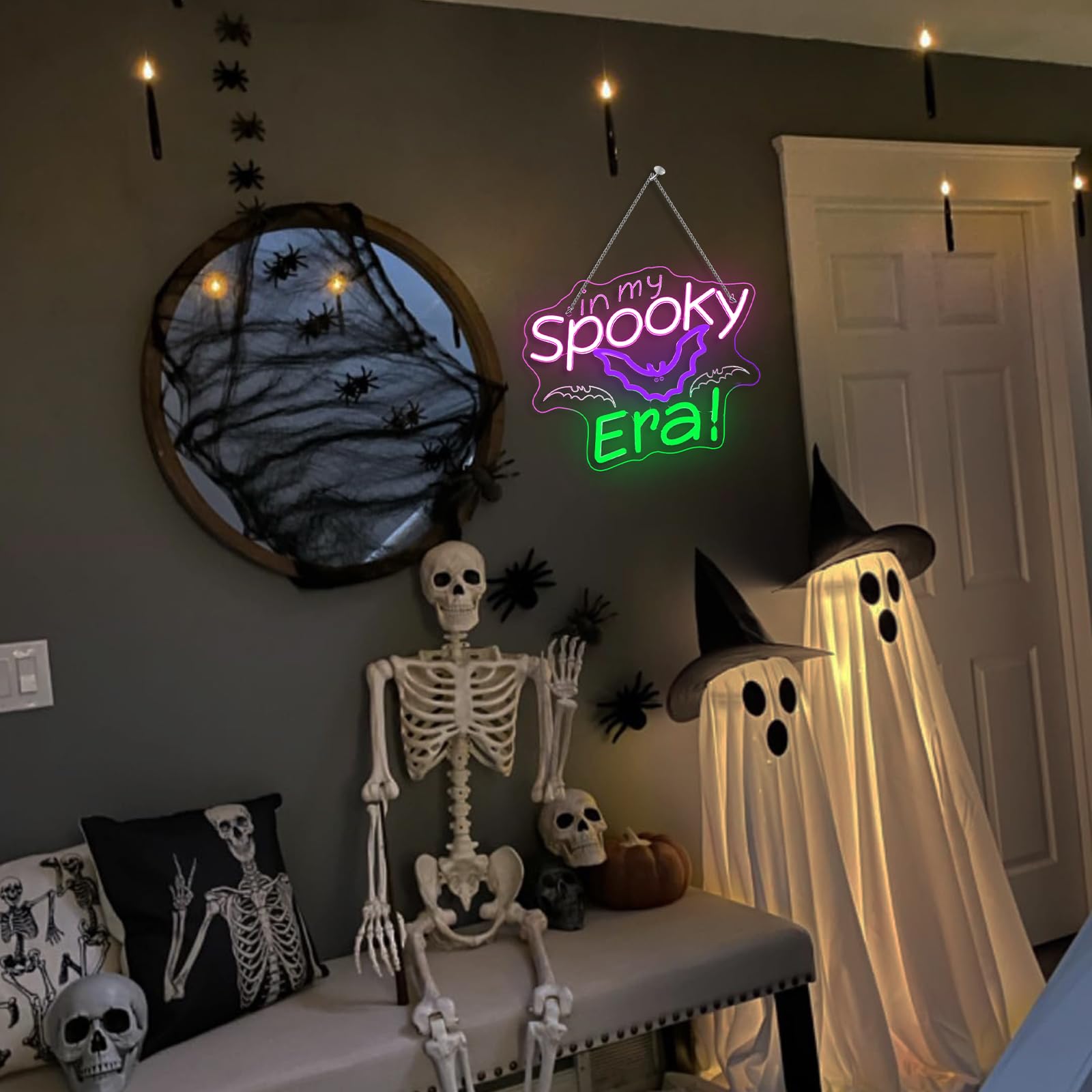 Halloween Neon Sign Bat Neon Signs For Wall Decor In My Spooky Era Led Lights Colorful Light Up For Halloween Bar Party Man Cave Club Door Bedroom Home Decoration Horror Gifts