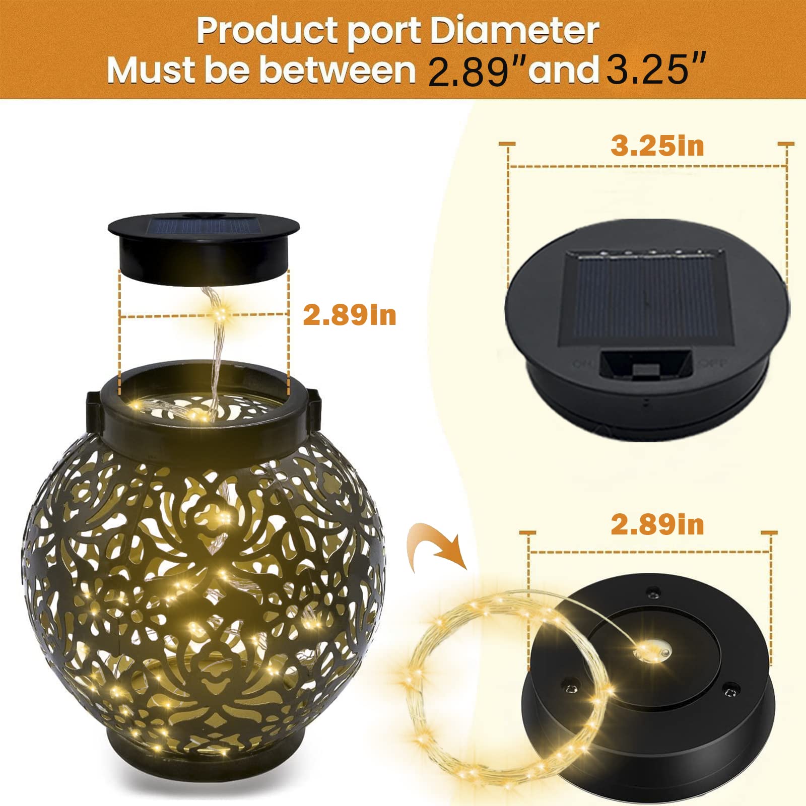 HDOOMN Solar Replacement Lantern String Lights - 2 Packs, Waterproof, Copper Wire, Warm/Cold Color, Model 001