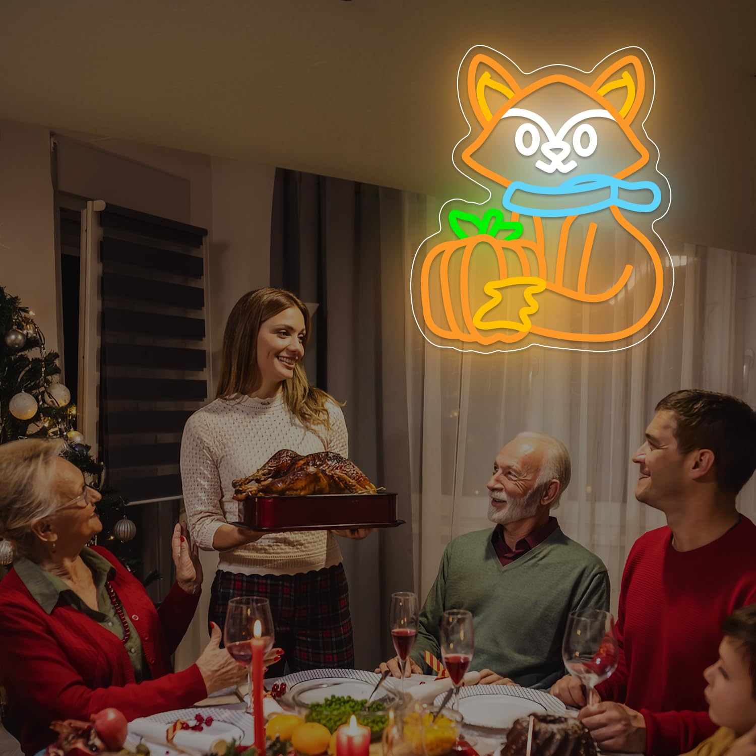 Fox Pumpkin Neon Sign Dimmable For Thanksgiving Neon Sign Led Fall Neon Light Sign Decoration Glowing Sign Usb Powered Wall Hanging Decoration For Thanksgiving Autumn Decor Present