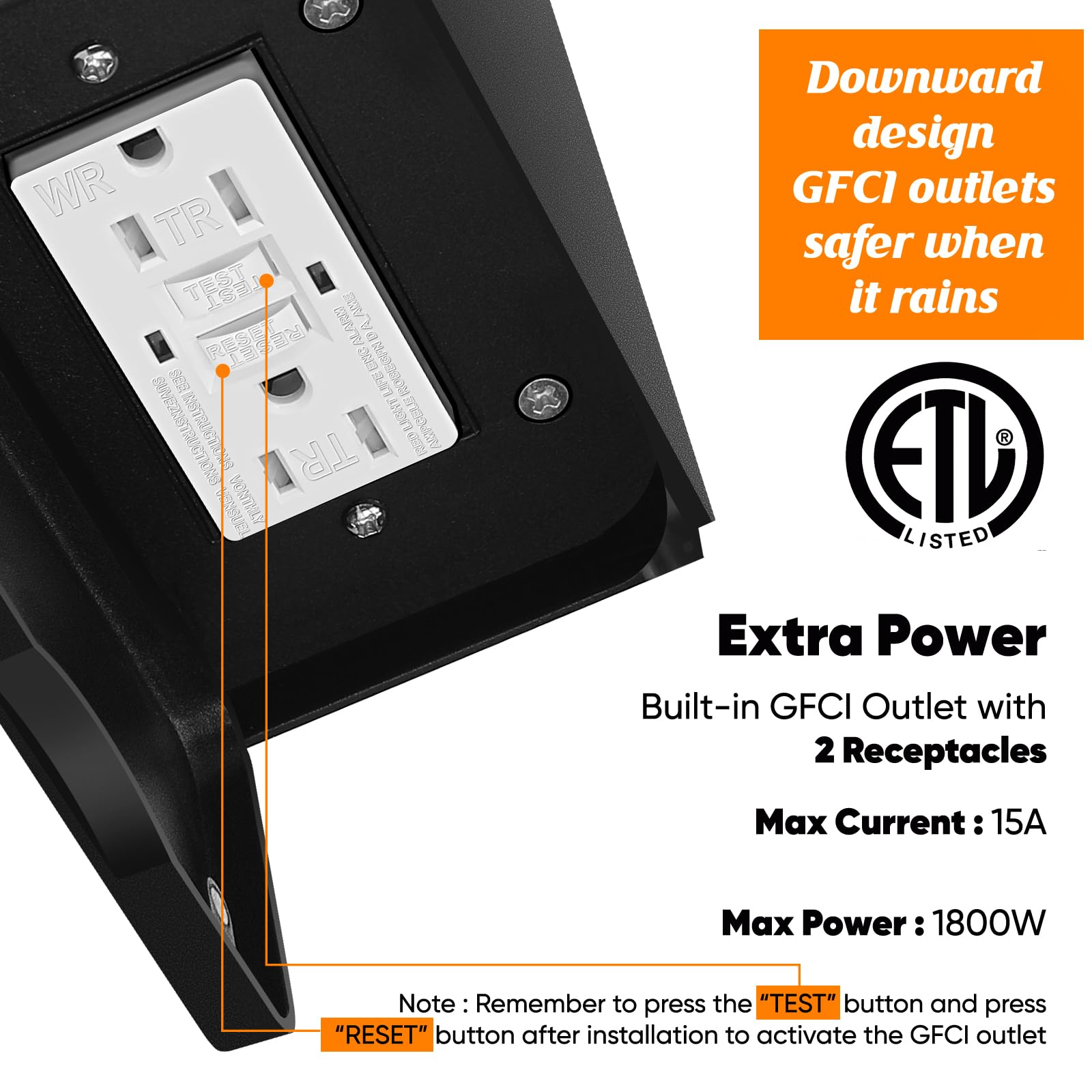 Motion Sensor Dusk Dawn Outdoor Wall Light Fixture With Gfci Outlets, Sensor Porch Light Outdoor Wall Mount Oil Rubbed Bronze, Waterproof Outside Light For House Front Doorway Patio, 3 Lighting Mode
