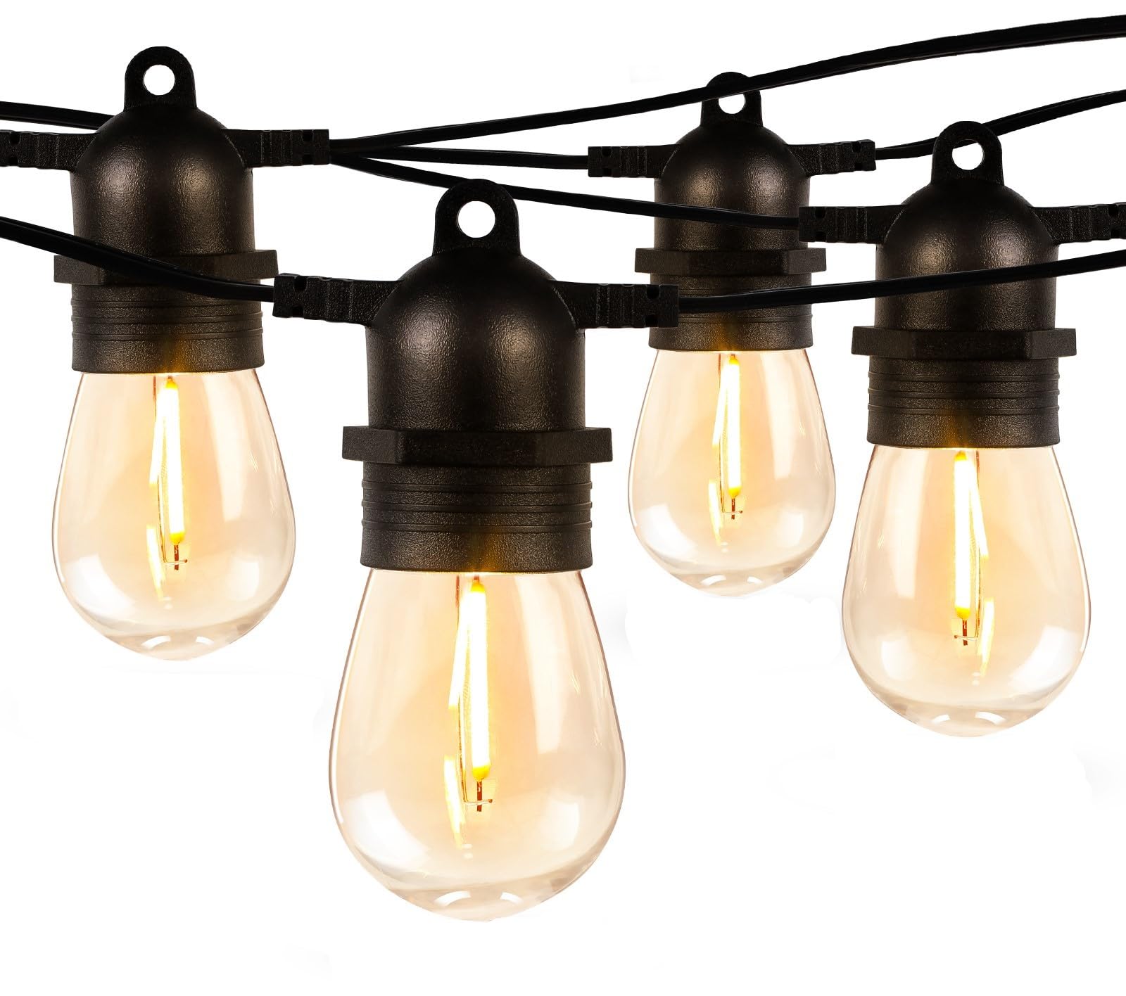 Lepro S14 Outdoor String Lights, 50ft, Warm White, 15 Shatterproof LED Bulbs, Waterproof for Patio, Garden, Pergola, Porch