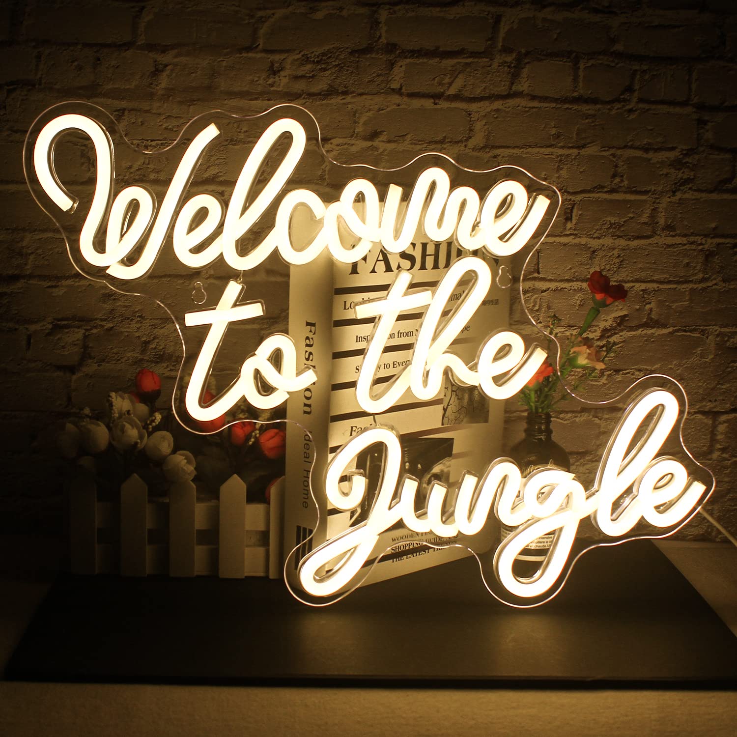 FAXFSIGN Neon Sign Warm White LED Light for Wall Decor, 16.54inx12.99in, Acrylic, Colorful-A Jungle, Perfect for Bedroom, Nursery, Garden