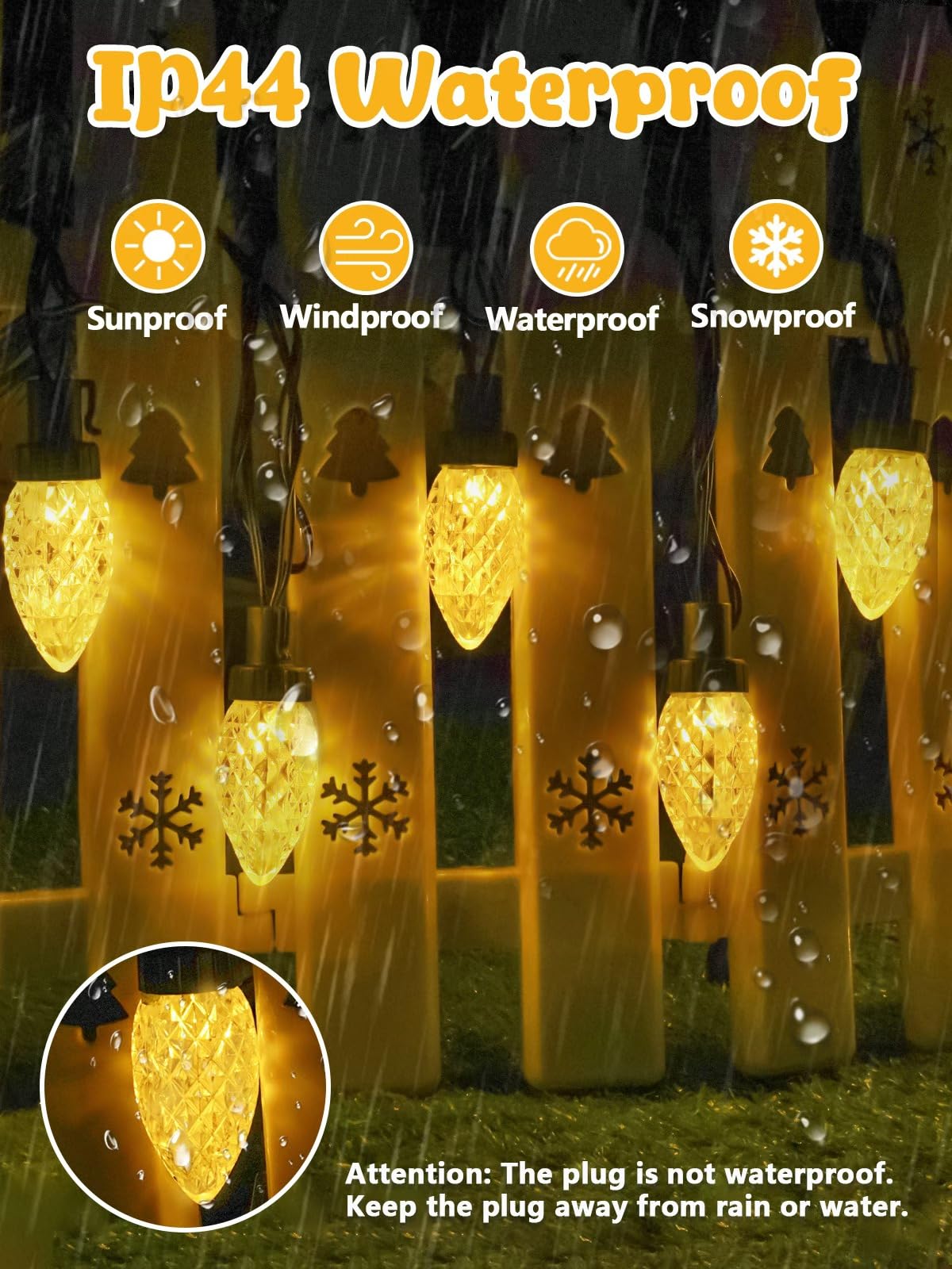 2-Pack C9 Christmas String Lights Plug In  66 Ft 100 Led Christmas Lights Connectable With 8 Modes & Timer  Waterproof Fairy Twinkle Light Indoor Outdoor For Xmas Tree Yard Decorations (Warm White)