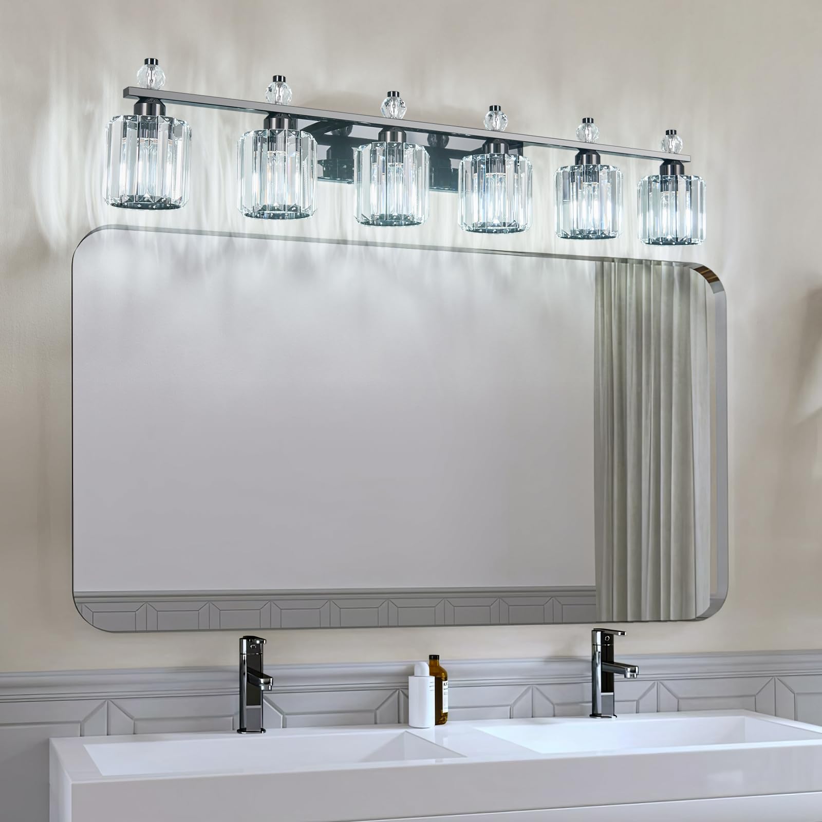 FDPBY Bathroom Vanity Lights 6-Light Metal Crystal Fixture Plating Black Model 291