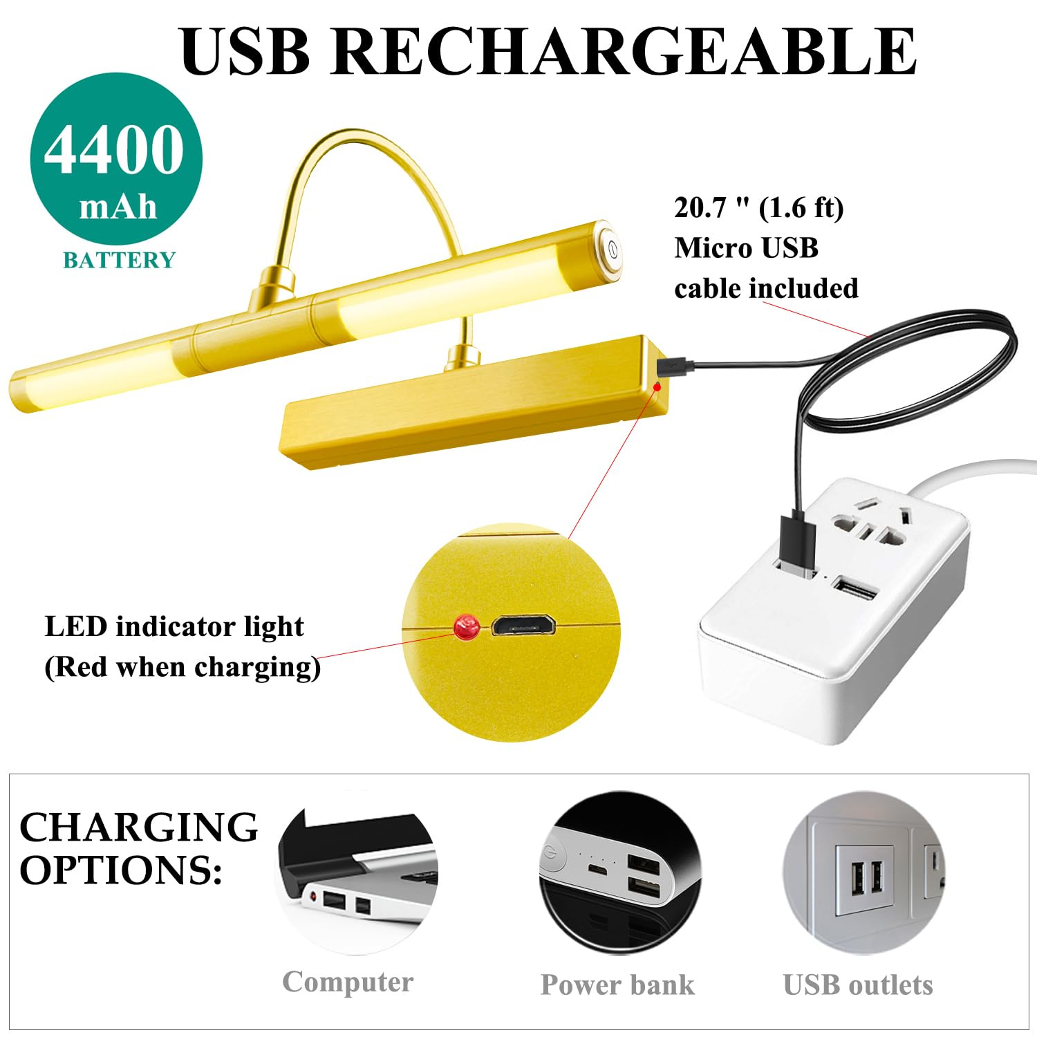 Bigmonat Wireless Picture Light For Paintings, Dimmable Dartboard Light With Remote And Timer, Rechargeable Battery Operated Dis