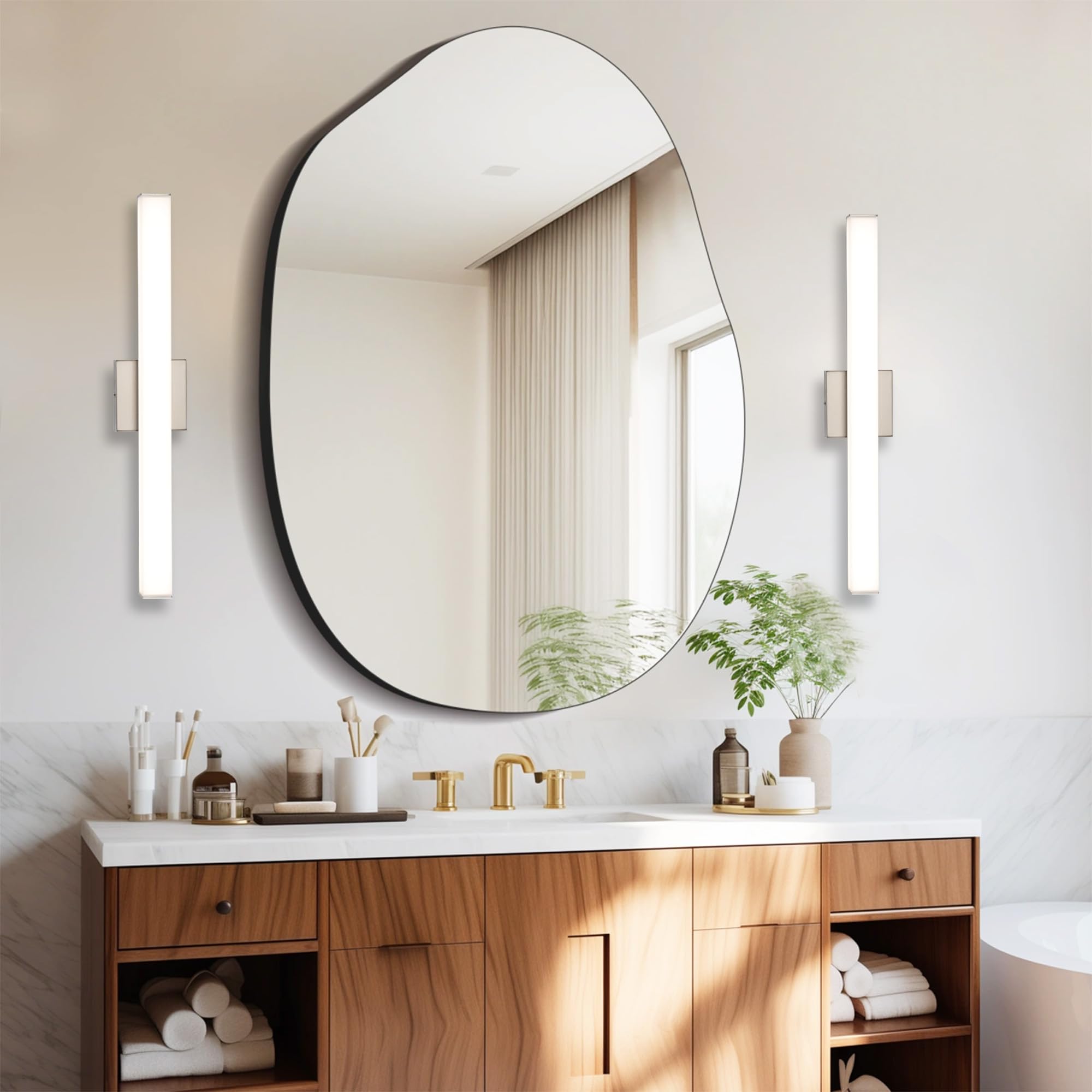 YHTlaeh Bathroom Vanity Light Brushed Nickel LED 24 Inch 14W 4000K Dimmable Wall Bar Fixture Model 7610