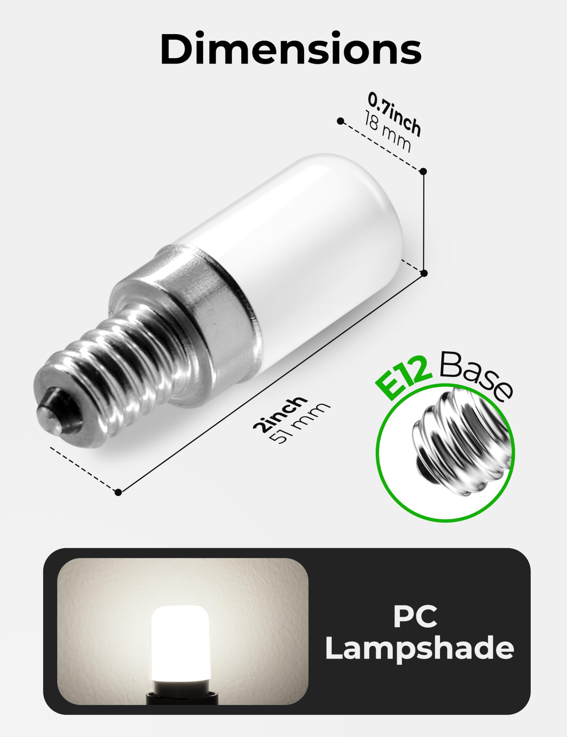 Unilamp E12 Night Light Bulb, 2W Mini Type B Light Bulb Equivalent 25W, Daylight White 5000K, 120V Edison Screw Led Bulb For Sal