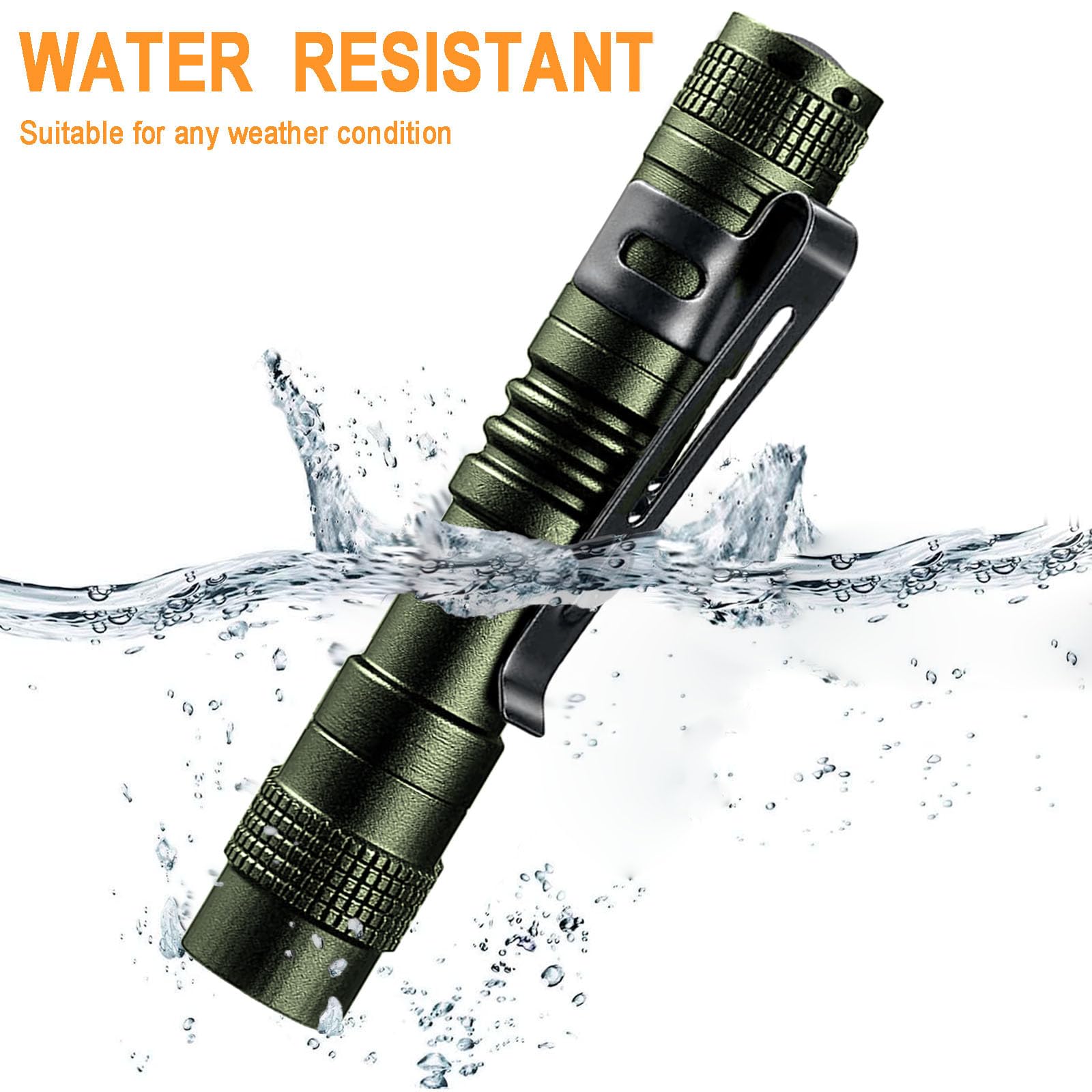 Beieverluck Mini LED Pen Light Flashlight, Waterproof, Small, Green, Model NUM0171, 20 Pack