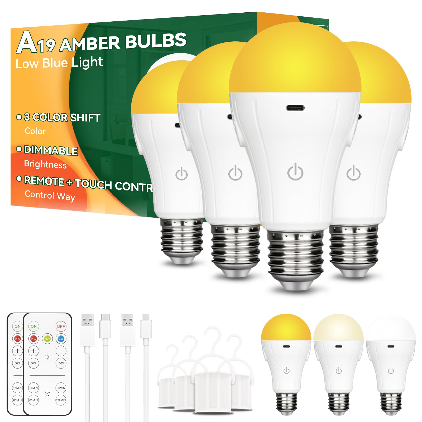 Neporal MagicGlow Rechargeable Light Bulbs (1800K-6000K, Count, 4)