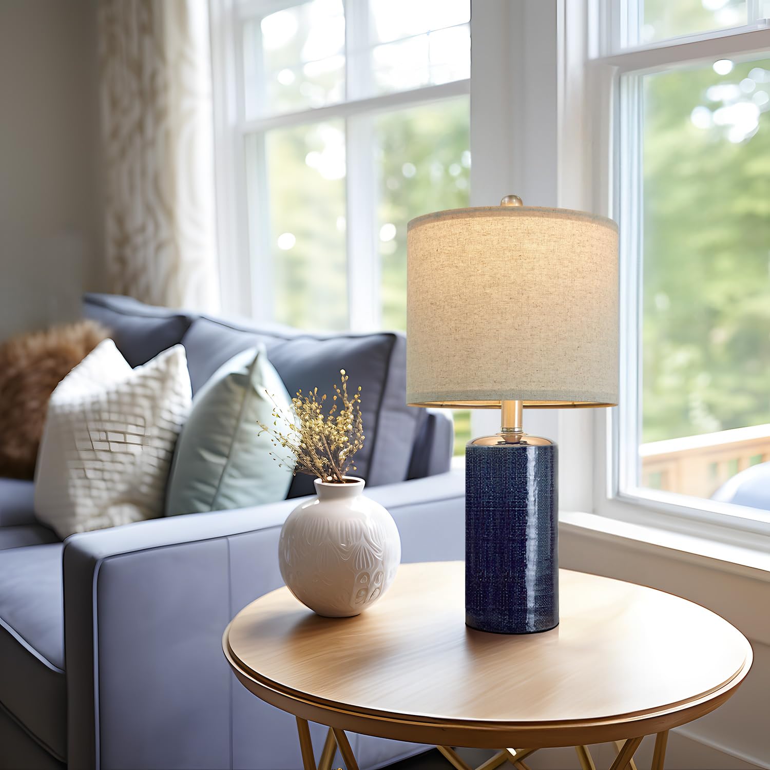 G-SAFAVA 20.25 Small Table Lamps Set of 2 Modern Ceramic Lamps for Living Room Farmhouse Bedside Lamps Boho Lamps for Night Stan