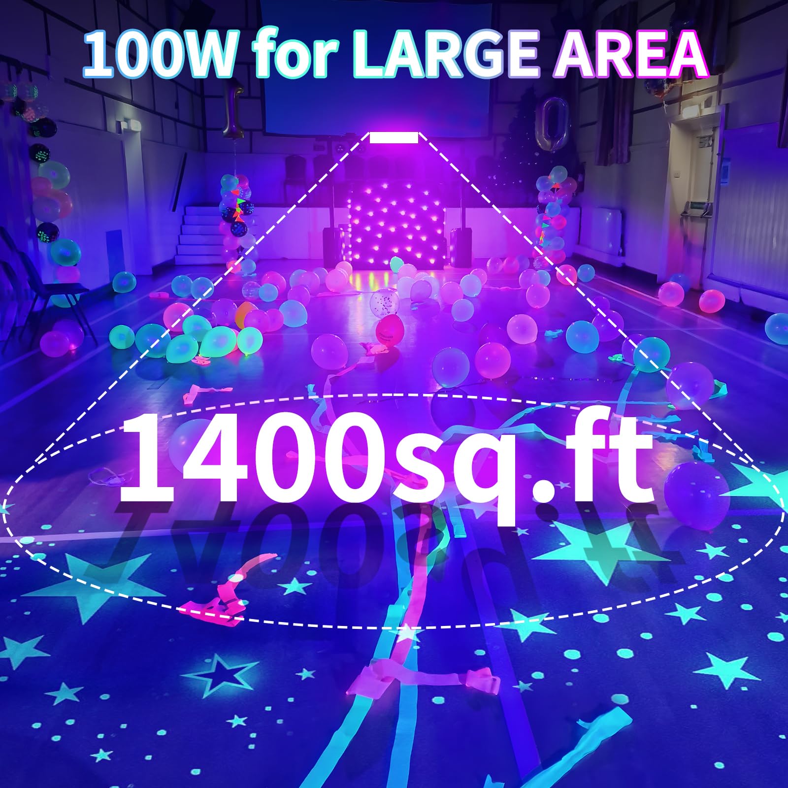 Isuerfy 100W Black Light Bar - Ip66 Waterproof Led, 3 Count, 6Ft Cord, Ideal For Outdoor Neon Glow Parties, Model Isuerfy-Blb100