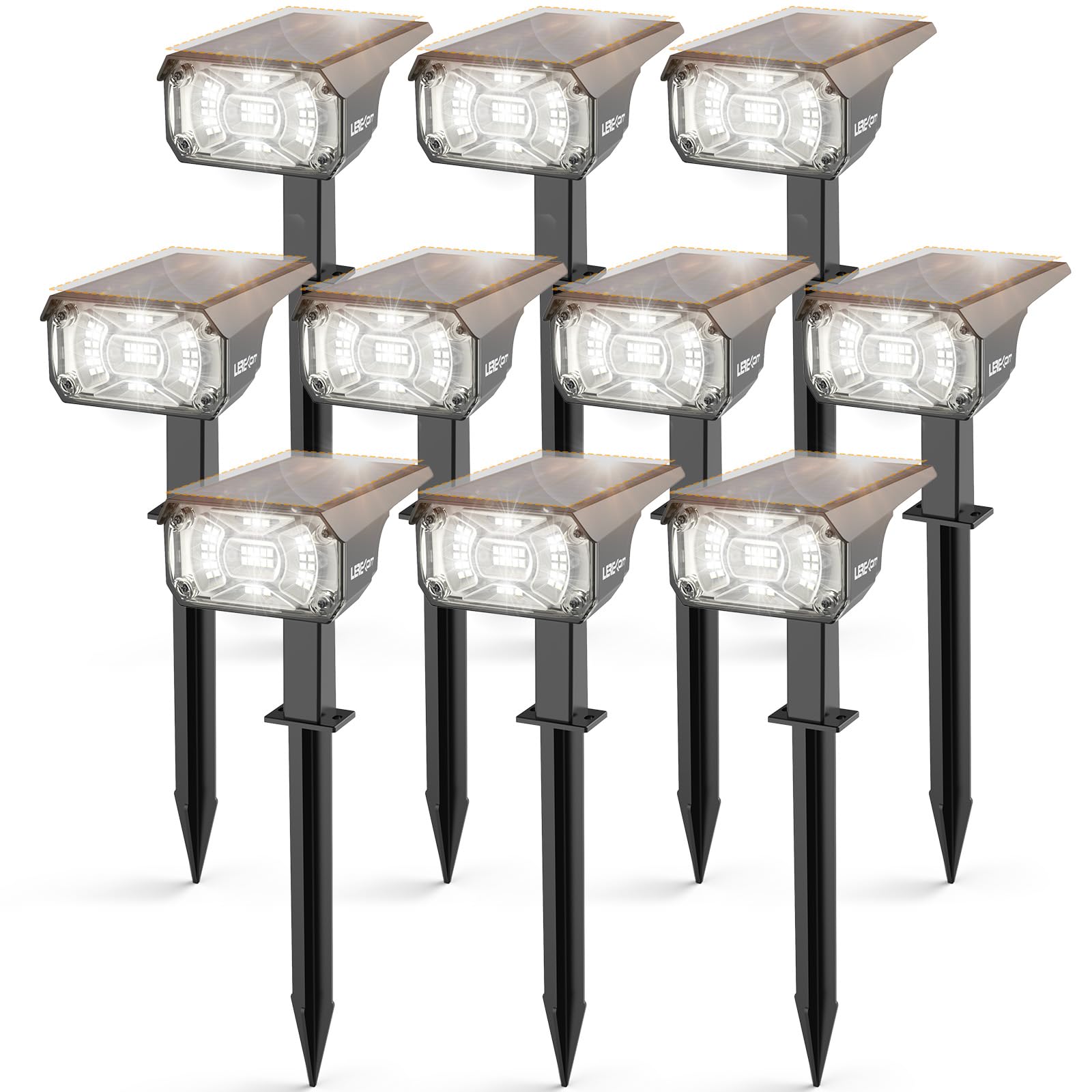 LEREKAM Solar Spot Lights, 40 LED Landscape Lighting, IP65 Waterproof, 360 Adjustable, 10 Pack, Cool White