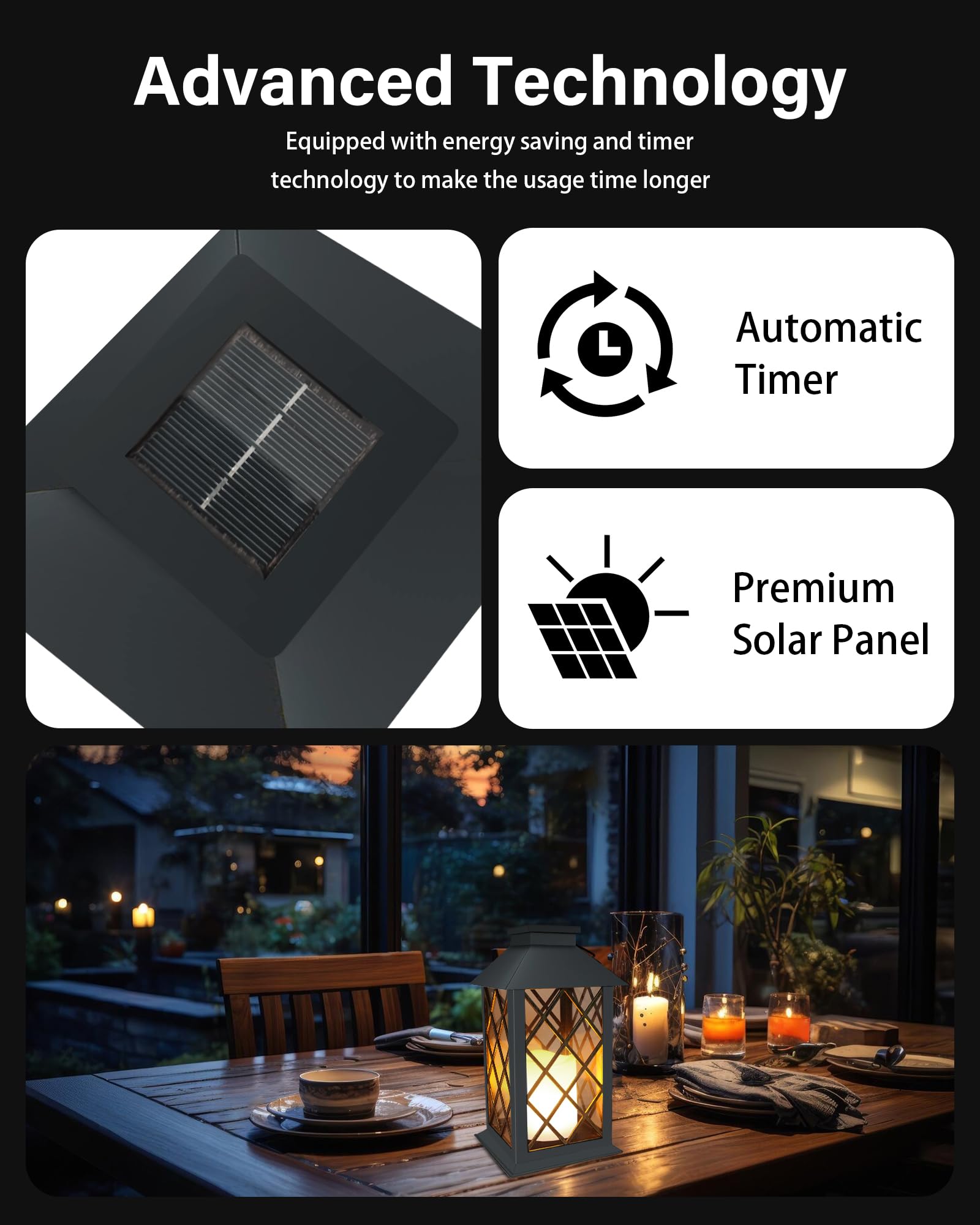 Shymery Solar Lanterns Outdoor Waterproof, 14 Inch Outdoor Lanterns With Led Flickering Flameless Candles,2 Pack Hanging Black L