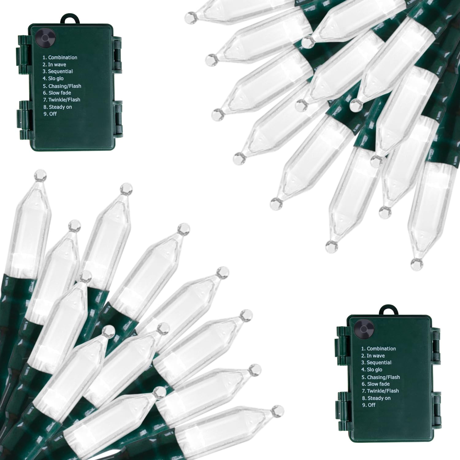 Brightown Battery Operated Christmas Lights 50 LED Mini String Lights 18 Feet 2 Pack Waterproof Pure White for Indoor Outdoor Decor