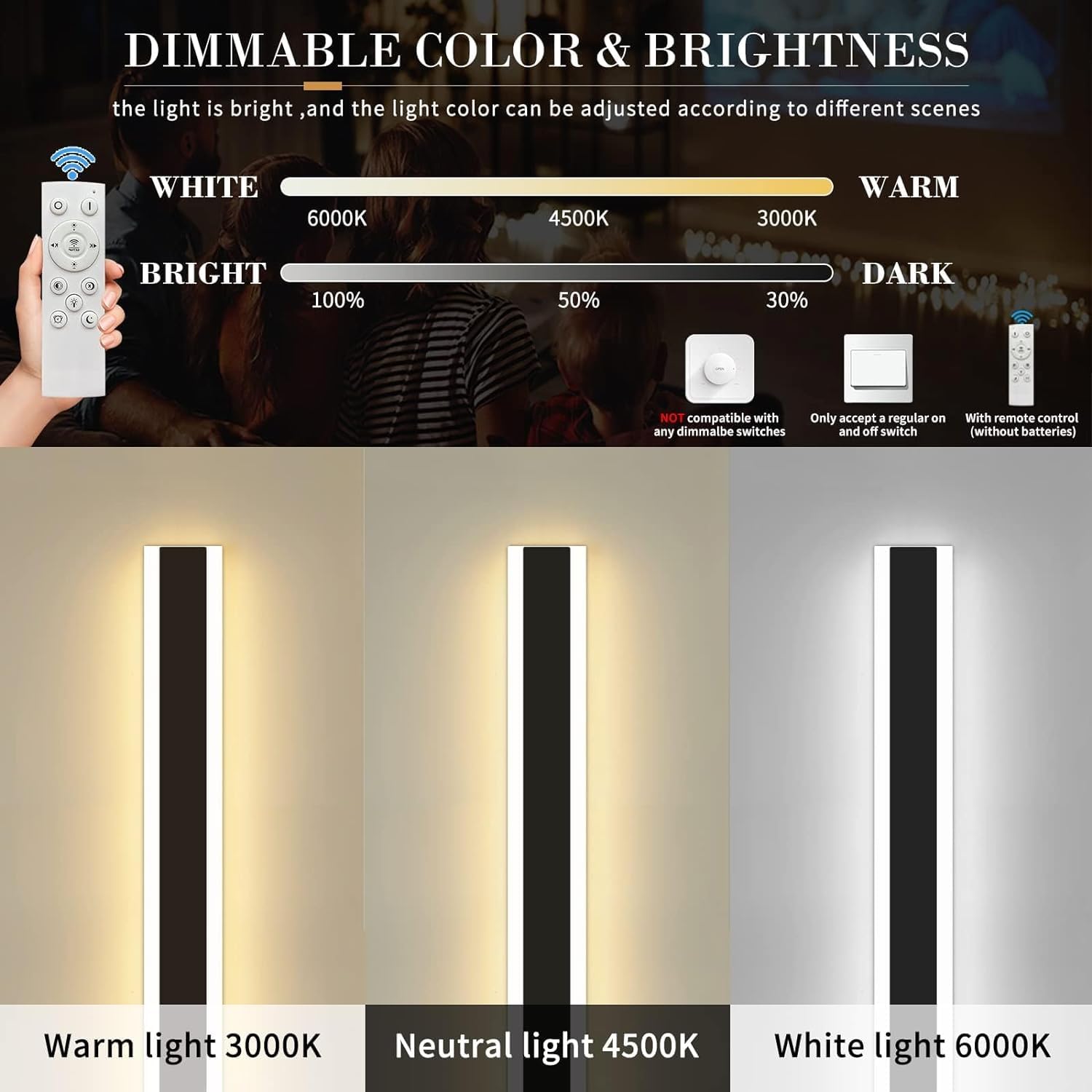 Mikeru 2Pack 71Inch Outdoor Wall Light Fixtures  10%-100% Dimmable Outdoor Wall Lights Exterior Front Porch Light 3000-6000K Wall Mounted Led Lighting For Basement  Shop Garage Lighting