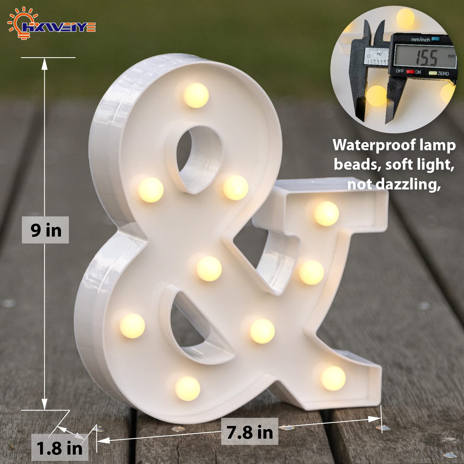 HXWEIYE LED Marquee Letters Sign - 26 Alphabet & 10 Numbers - Battery Powered Warm White Plastic Lights for Party Decor