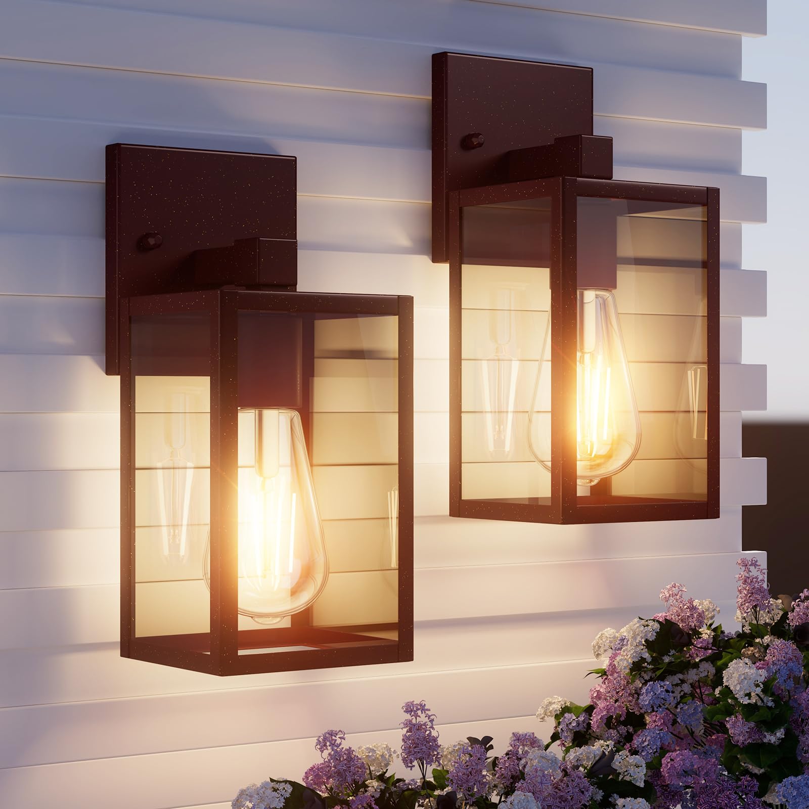 Fnyuslet 2 Pack Oil Rubbed Bronze Exterior Lighting Fixtures Wall Mount  Outside Front Porch Lights For House  Outdoor Lantern Lamp  Waterproof Wall Sconce Lights  Coach Light For Garage Entryway