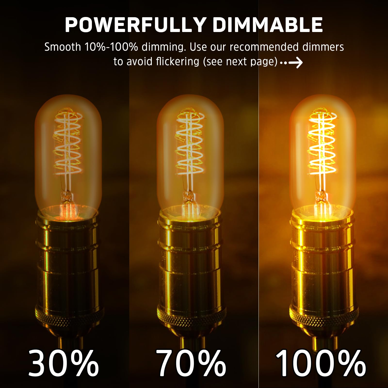Vintage Edison Led Light Bulb 25 Watt 20 Watt Equivalent E26 Medium Base Dimmable Soft Warm 2200K Amber Antique T45 Small Old Fa