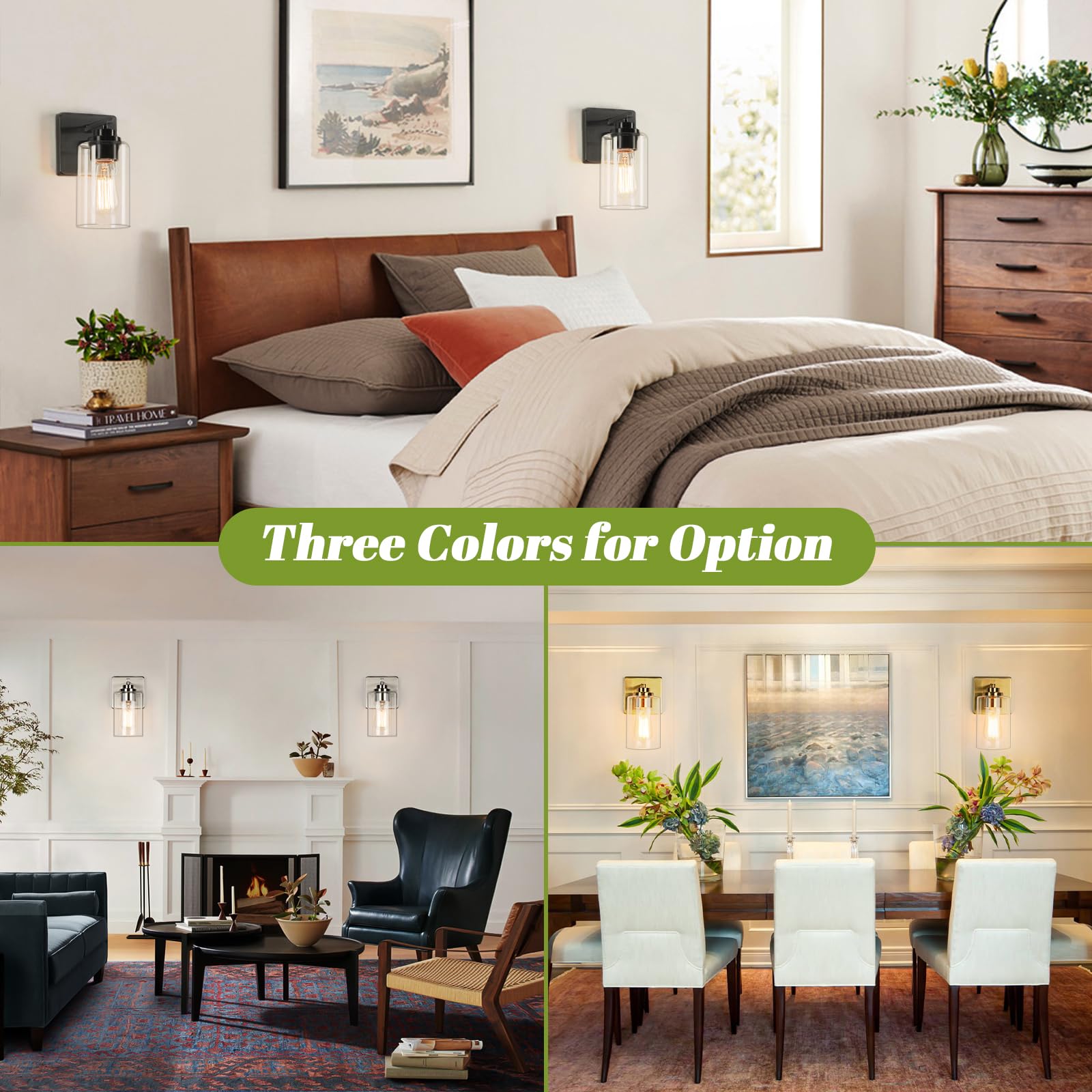 Wall Sconces, Gold Bathroom Light Fixtures, Modern Vanity Lights, Sconces Wall Lighting With Clear Glass, Sconces Wall Decor Set